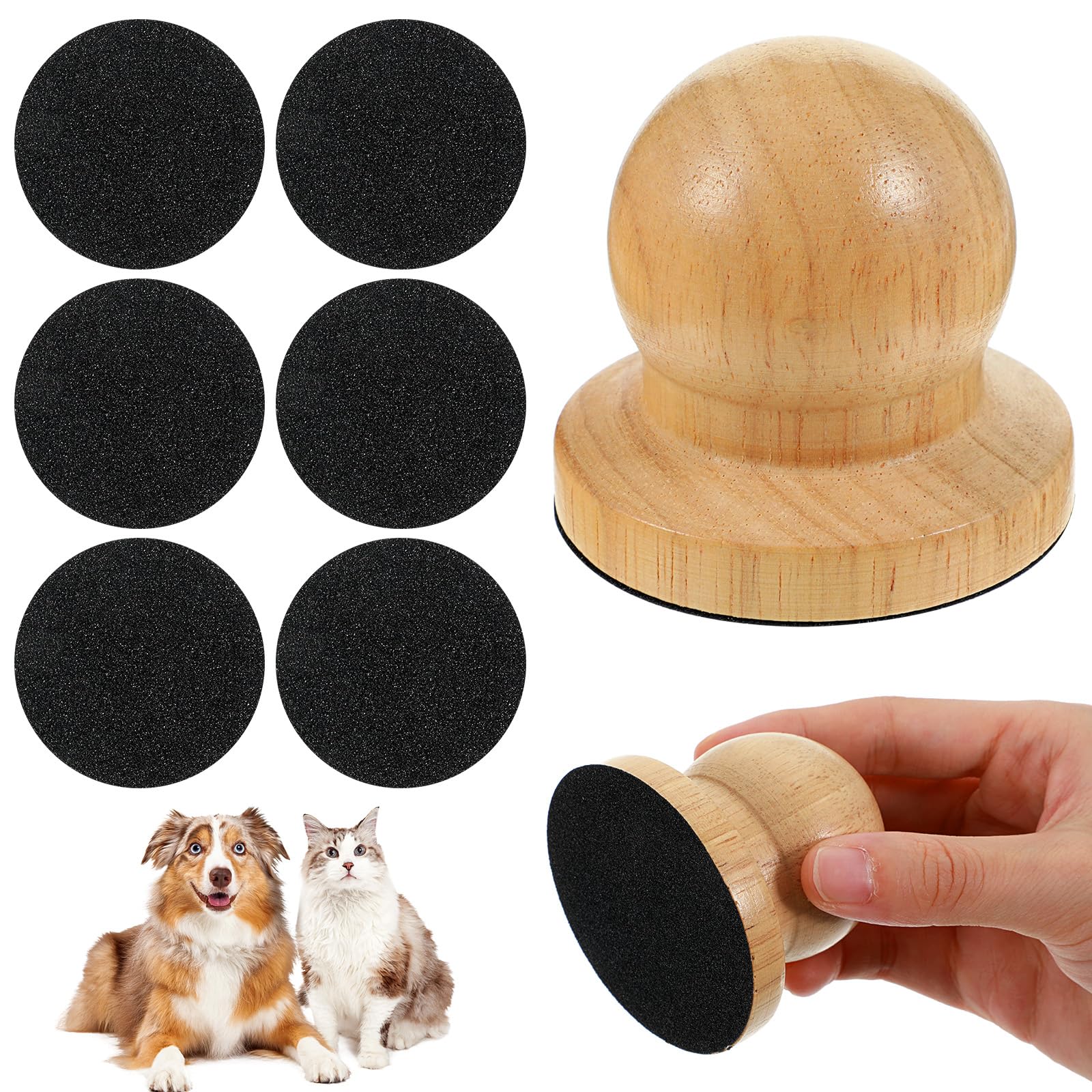 Matwsec 1 Pc Dog Nail File with 6 Pcs Replaceable Sandpaper, Wooden Dog Nail Scratch Board, Silent Grooming Tool for Puppies and Dogs, Gentle Filing Without Noise (Boxed)