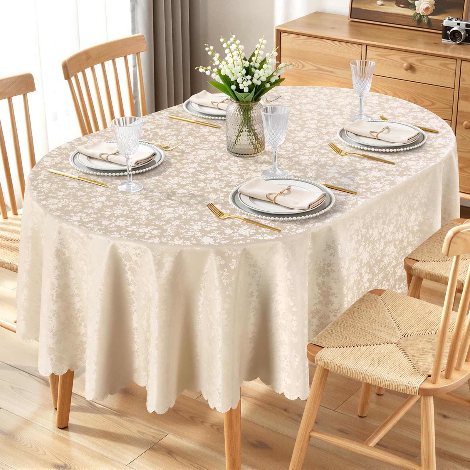 Smiry Oval Waterproof Heavy Duty Vinyl Tablecloths, 60 x 84 Inch