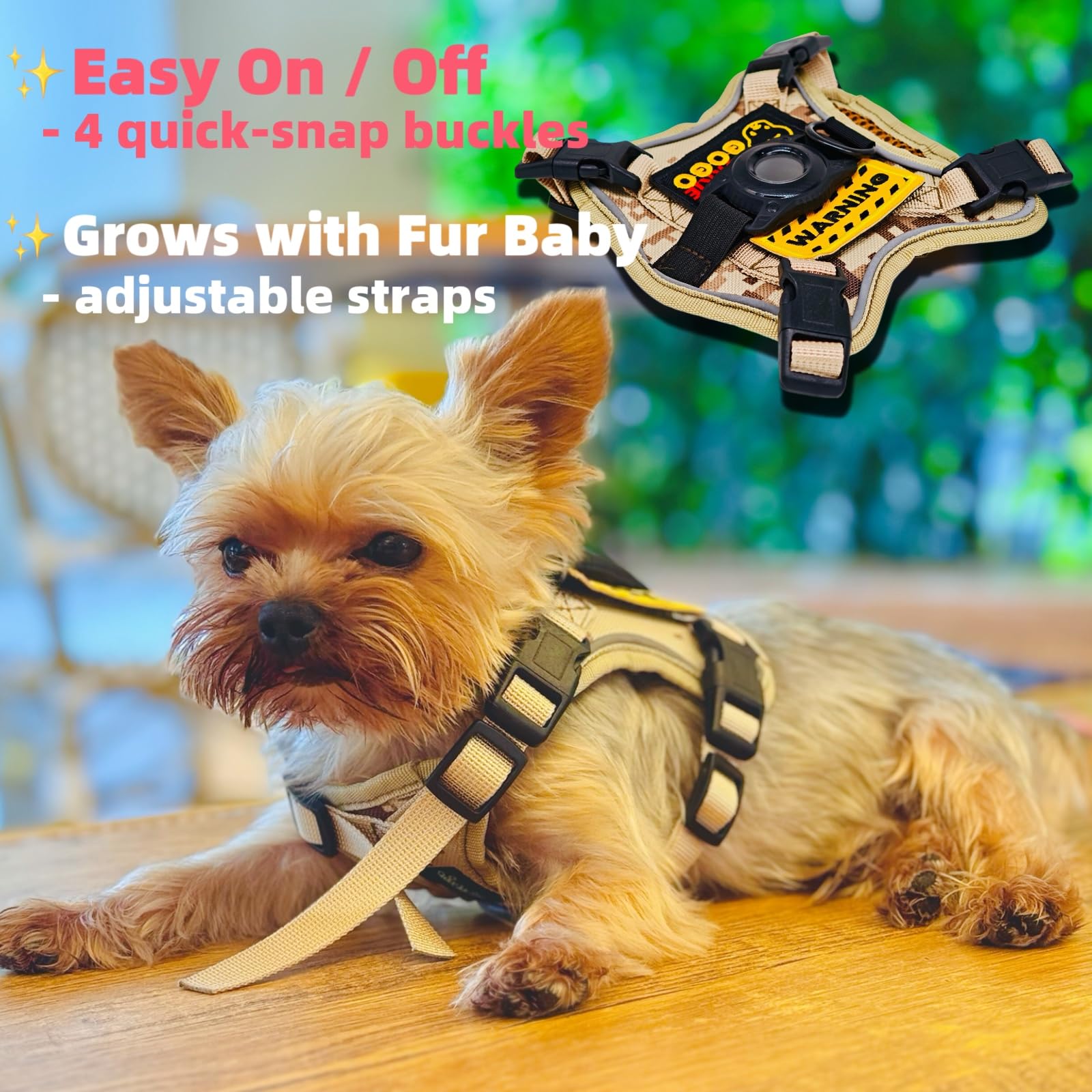 YorkieGogo No-Pull Tactical Harness For Teacup Dogs
