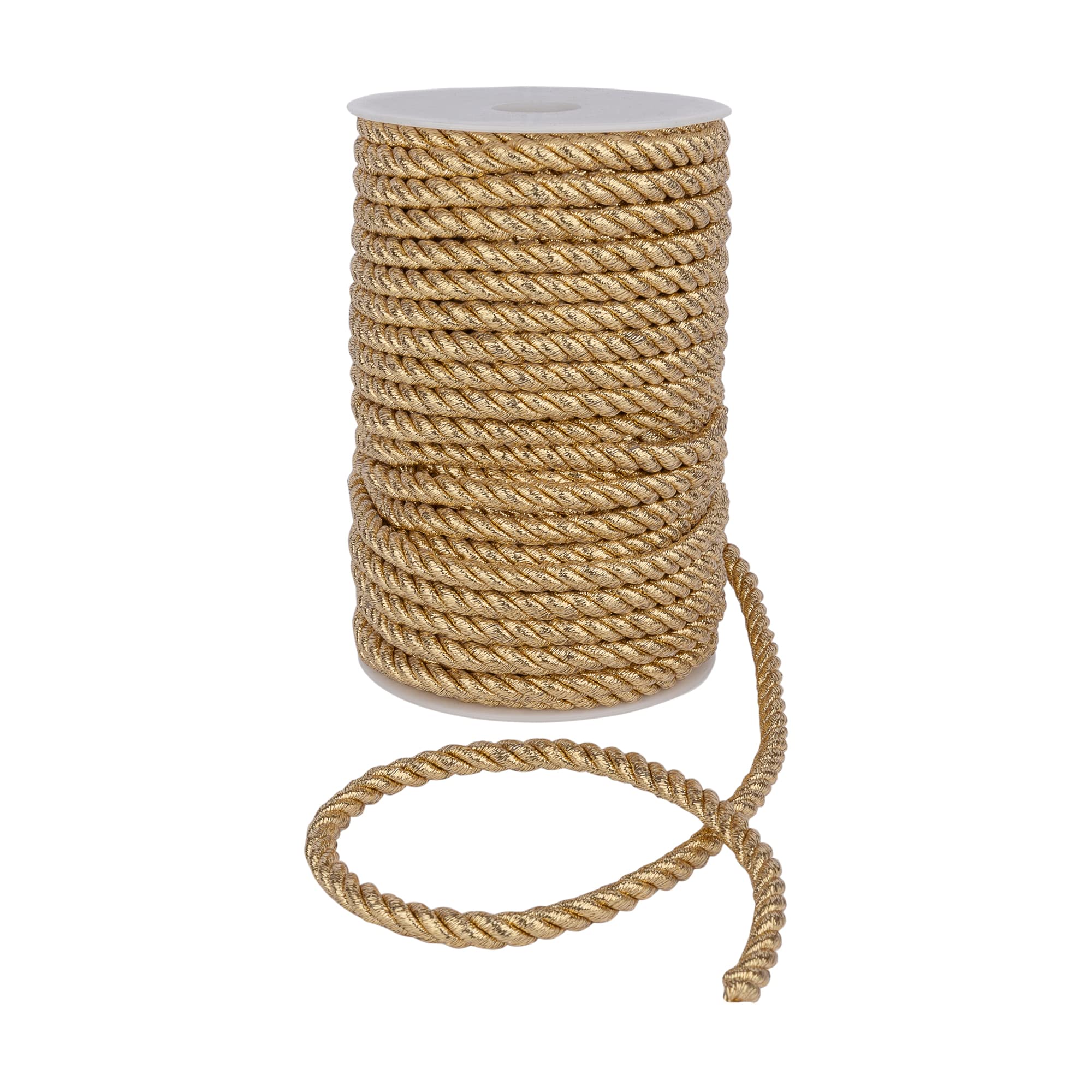 DFL Lurex Macrame Cord 7mm– Metallic Gold & Silver Craft String, Glitter Elastic Rope for Macrame, Bracelet Making, String Art, Scrapbooking, Hanging Decorations & DIY Crafts (Gold,5 Metre)