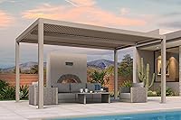 PURPLE LEAF 10x15 Louvered Pergola: Adjustable Aluminum Roof, Rust-Resistant Champagne Finish for Patio Deck Backyard Shade