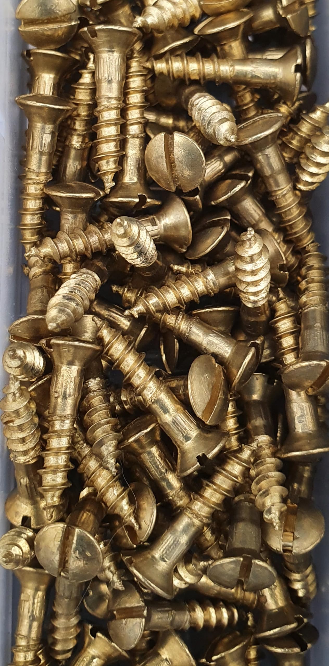 300 tlg. Set | Messing Holzschrauben Sortiment DIN 95 – Linsensenkkopf Schlitz – Messing Blank – 1,6mm & 2mm Durchmesser in praktischer Aufbewahrungsbox