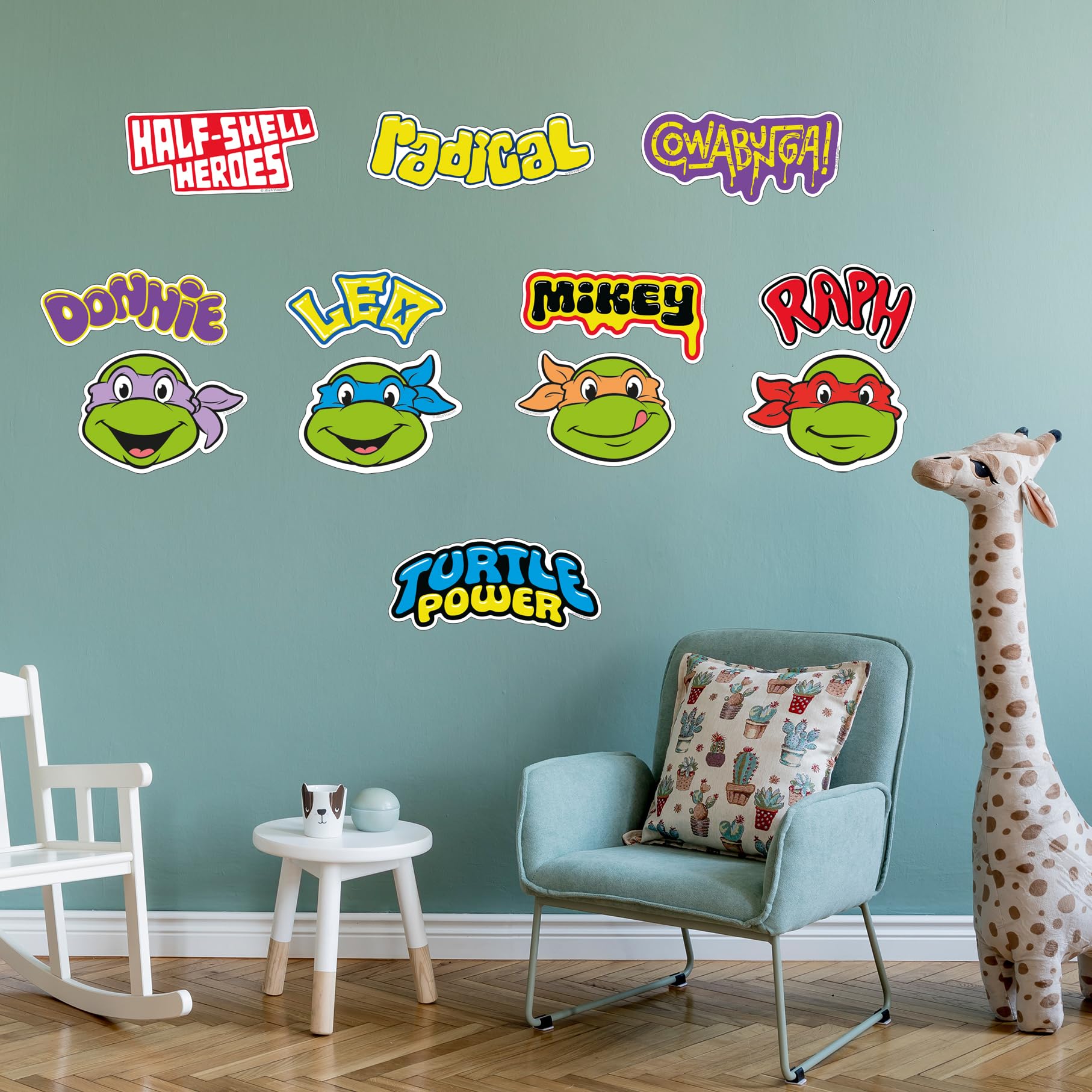 Themed Black Teenage Mutant Ninja Turtles Wall Sticker - Classic Icons Decal Set Tmnt Art (60Cm Width X 30Cm Height)