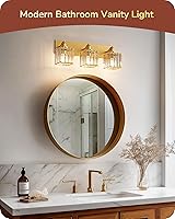 Vista 2 de EDISHINE Bathroom Vanity Light, 20.47-Inch Modern Bathroom Lighting Fixtures, 3-Light Crystal Vanity Lights Over Mirror, Gold Bath Wall Sconce Lamp