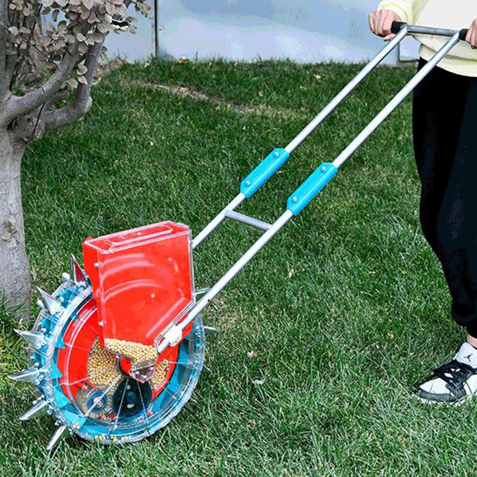 Semoir Manuel Semoir Manuel Profondeur Réglable Multiple Mouths Semoir De Jardin À Poussée Manuelle Portable Épandeurs De Semis De Jardin De Précision pour Soja Arachide Maïs