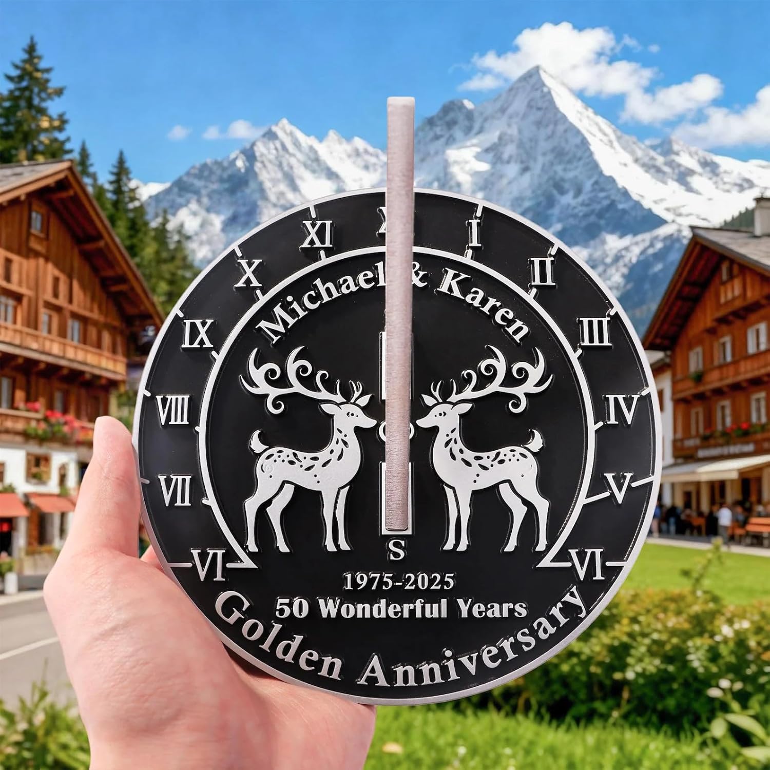 Personalized Sundial 50th Coral Wedding - Anniversary Sundial Gift, for 50th Coral Wedding Anniversary in 2026, Garden Present Idea, Her Parents Or Couples 50 Year Celebration