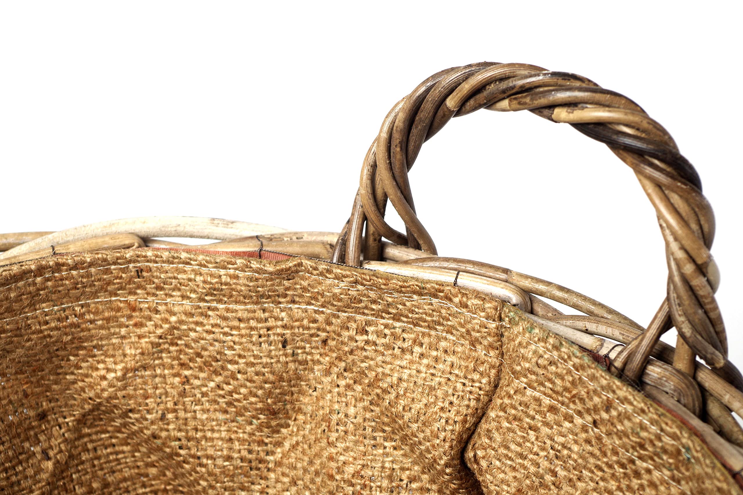 Kobolo Holztrage Holzkorb für Kaminholz Kaminholzkorb rund Rattan Grau