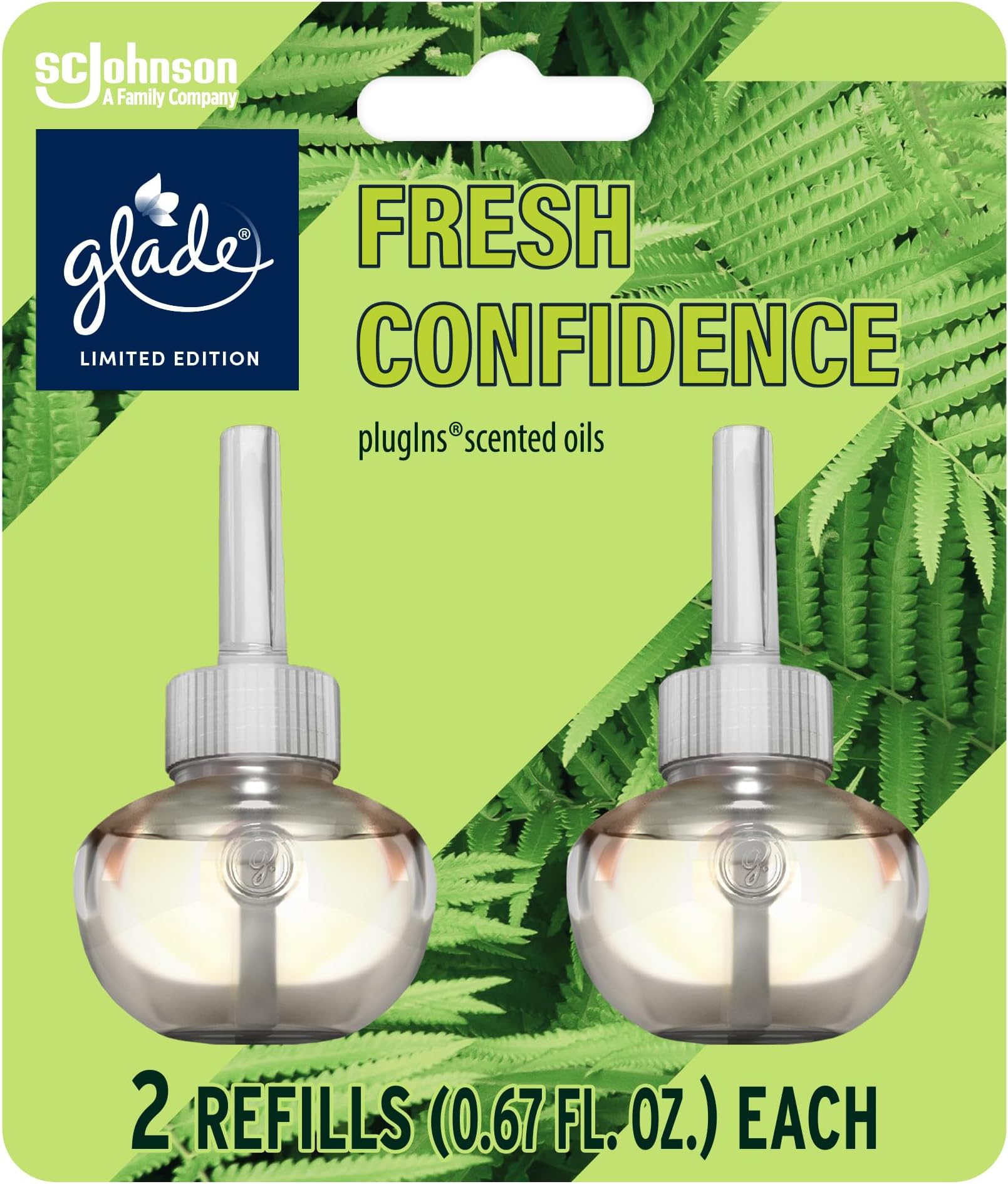 PlugIns Refills Air Freshener, Fresh Confidence, Scented and Essential Oils for Home and Bathroom, 0.67 Fl Oz, 2 Count