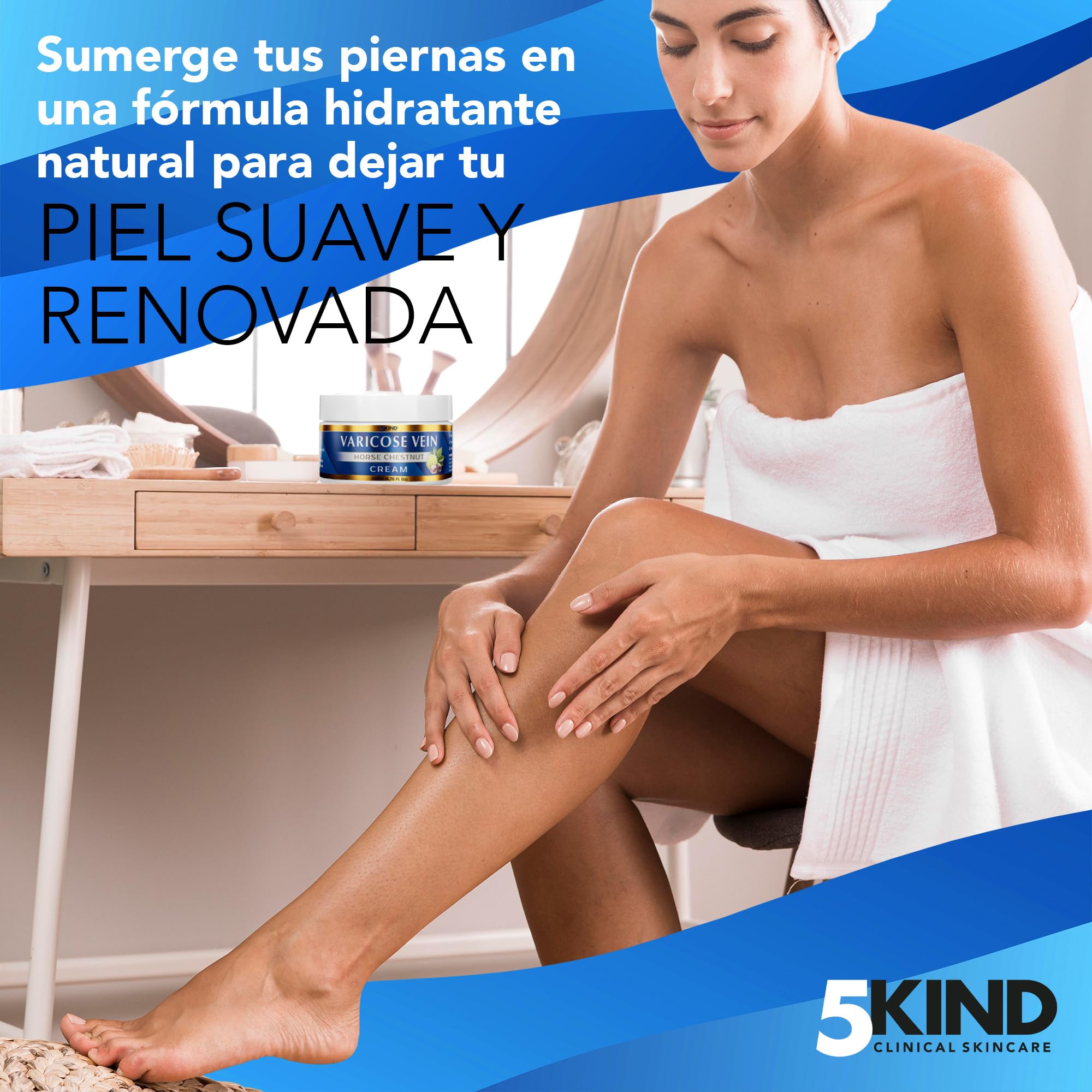 5Kind Crema profesional para varices 200 ml- El embalaje puede variar - Tratamiento para piernas cansadas - Crema de castaño de indias – Más de 7 ingredientes naturales activos
