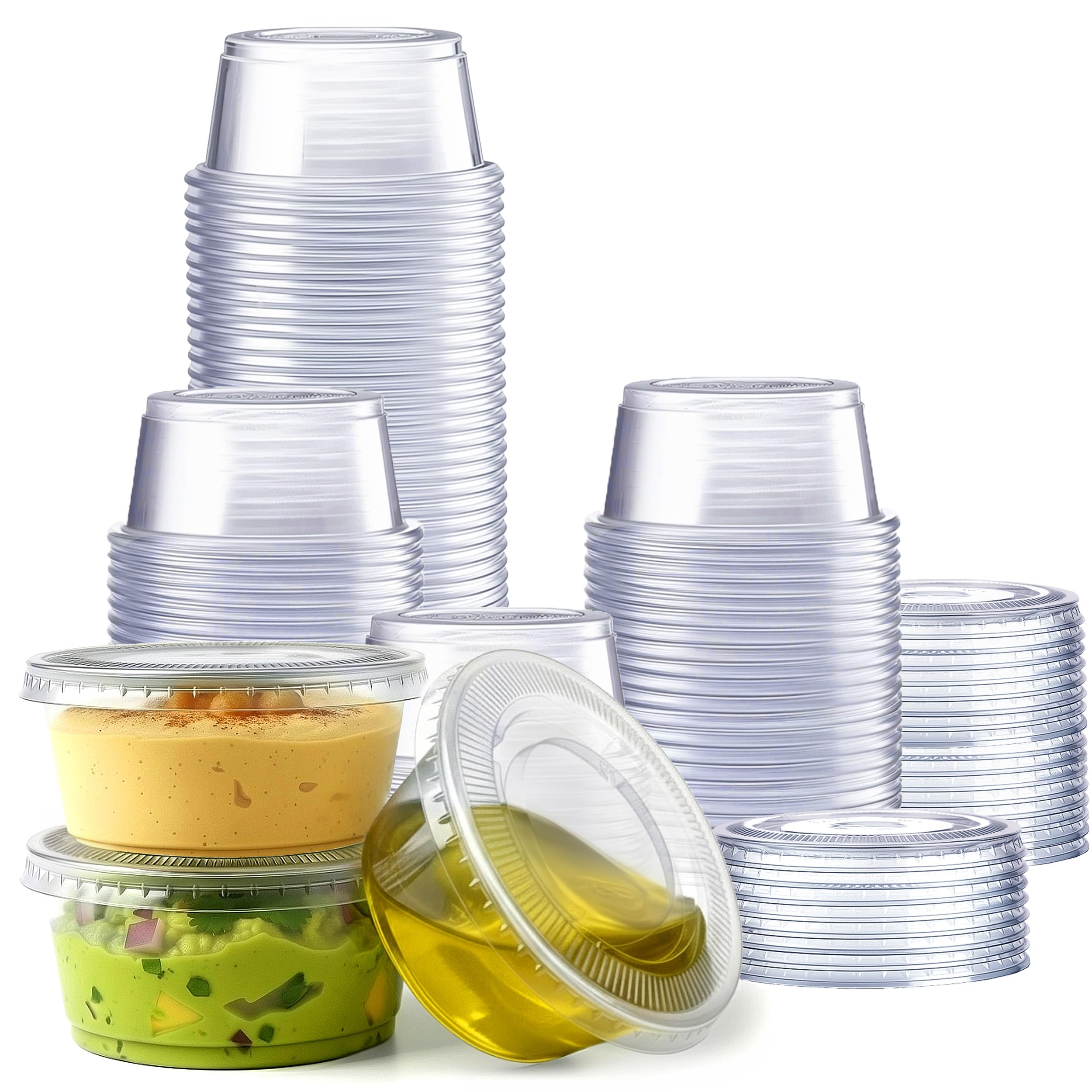 GUSTO 3.25 oz. Jello Shot Cups with Lids [100 Count] Condiment Containers