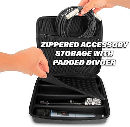 Miniatura 5 de CASEMATIX Sennheiser, Shure y más - Funda de micrófono inalámbrico compatible con cuatro micrófonos inalámbricos de hasta 10.75 pulgadas de