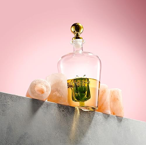 Miniatura 3 de Godinger Juego de decantador y vasos de chupito, decantador de tequila y vasos de chupito de sal del Himalaya, decantador de licor, 4 vasos de sal