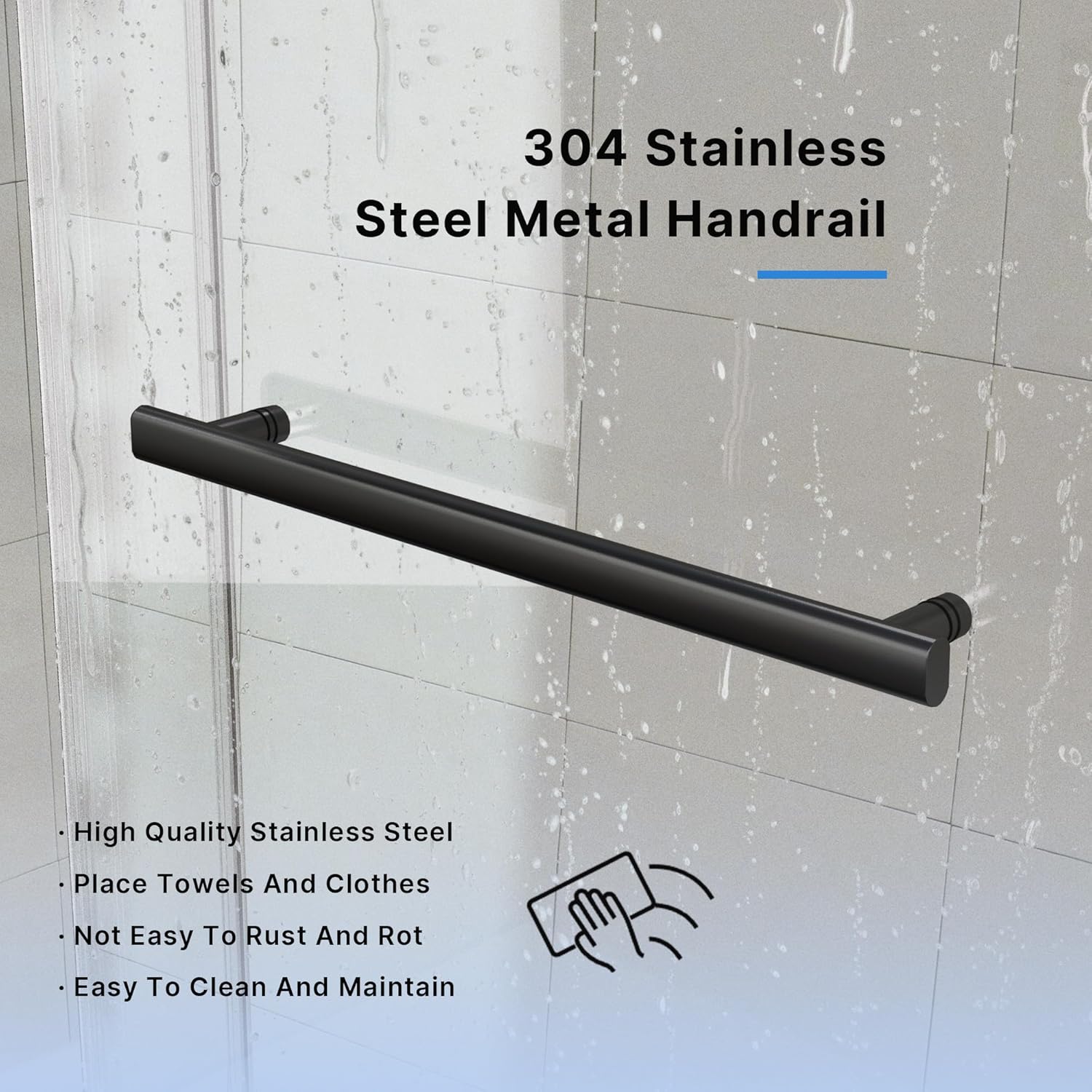 Close-up of the 304 stainless steel metal handrail