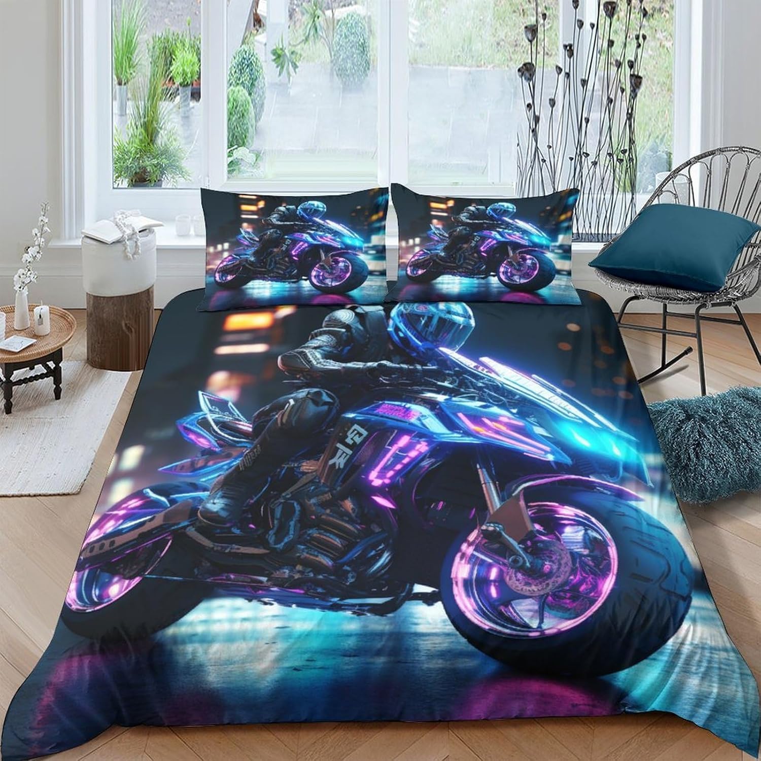 Parure de lit motocross impression 3D haute définition en tissu microfibre