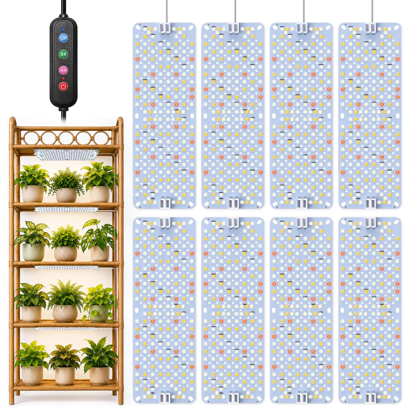 SDOVUERC Vollspektrum 1536 LEDs Wachstumslichter, 100 W Pflanzenwachstumslichter für Zimmerpflanzen mit Gänseblümchenfunktion, sonnenähnliches Spektrum, 4/8/12/16/20 Stunden Timer für Samenstart (8