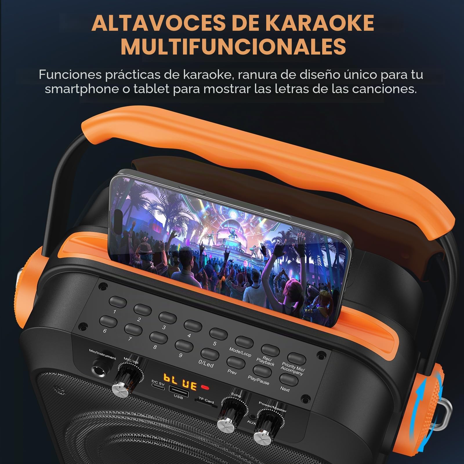 JYX Karaoke 2 Microfonos Inalambricos, Altavoz con Microfono, Karaoke Profesional, Karaoke Portatil, Altavoz Bluetooth con Efectos de luz LED, Apto para Adultos/niños.