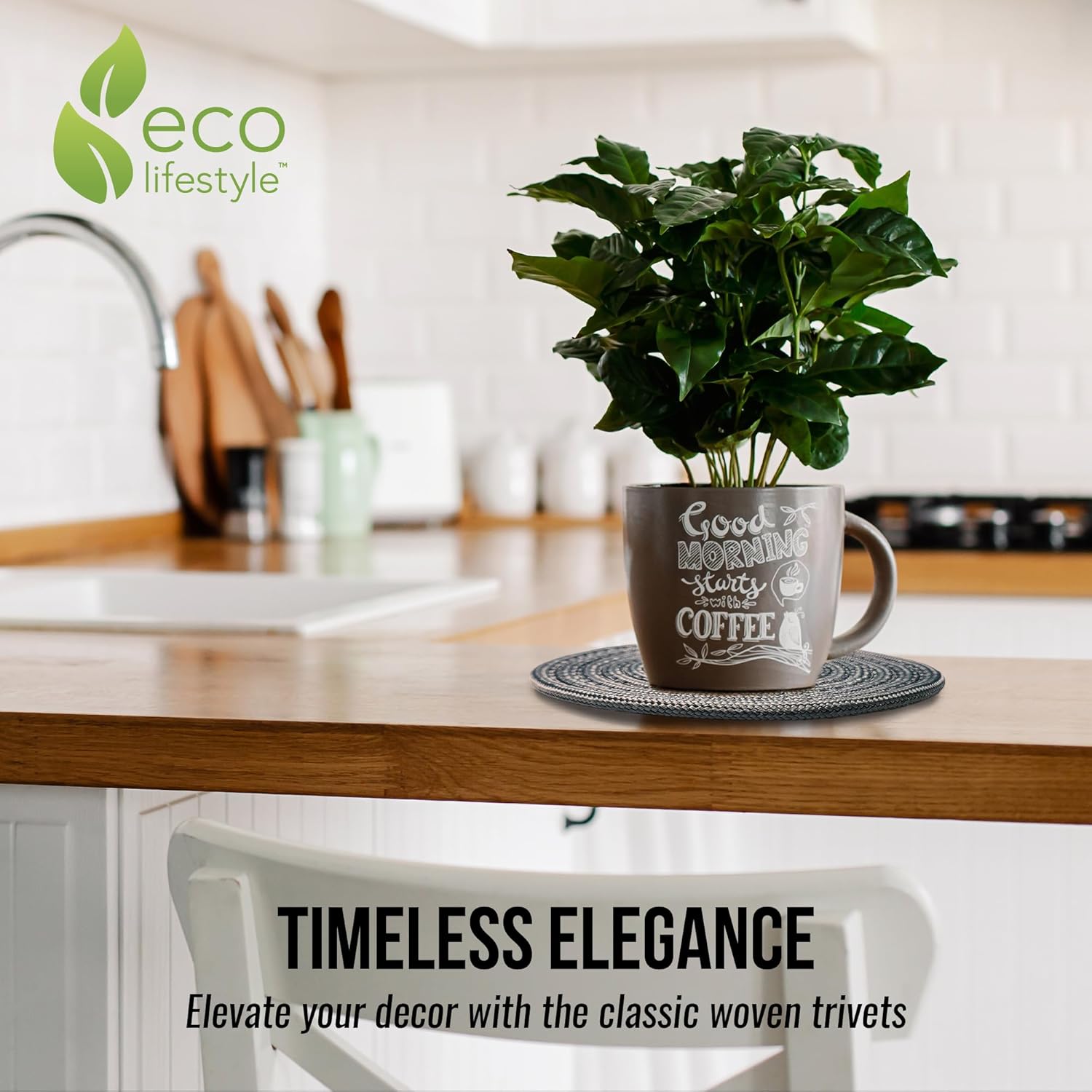 recycled woven trivets set showing sizes 6 8 10 inches