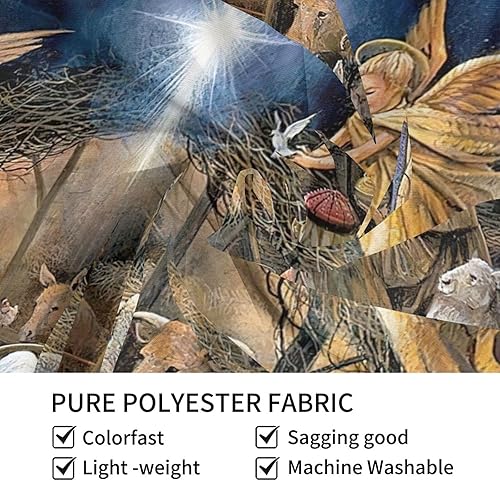 Miniatura 5 de fosgzif Tapiz de poliéster con diseño de ángel de la natividad navideña, arte de pared de moda, decoración del hogar, 59 x 59 pulgadas, tapiz