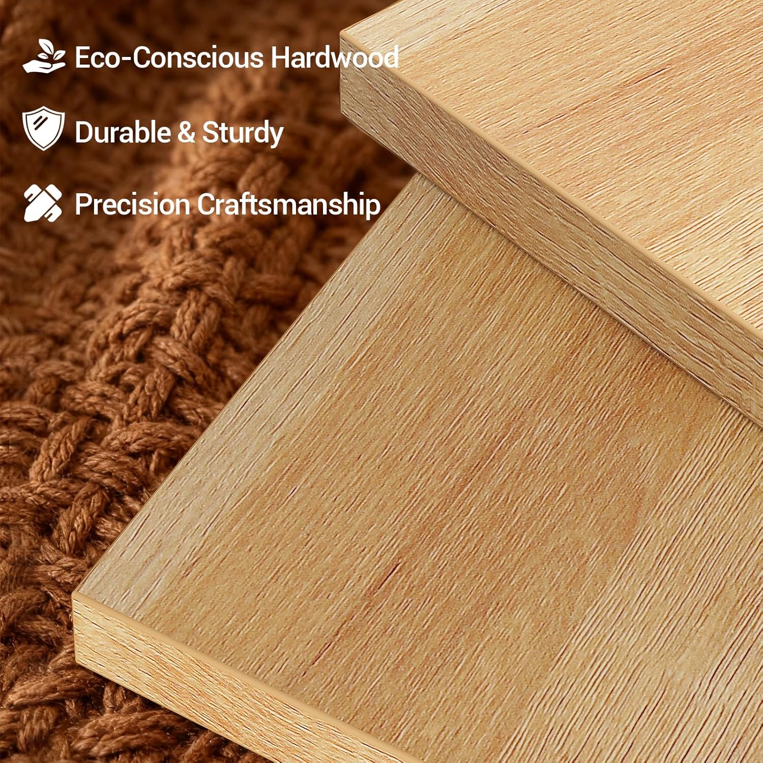 ADORNEVE 24" Tall Rattan Nightstand with Faux Marble Top, 26" Wide Wood Bedside Table w/3 Storage Drawers, Thickened Curved Profile Design, Mid Century End Table for Bedroom, Living Room, Natural Oak