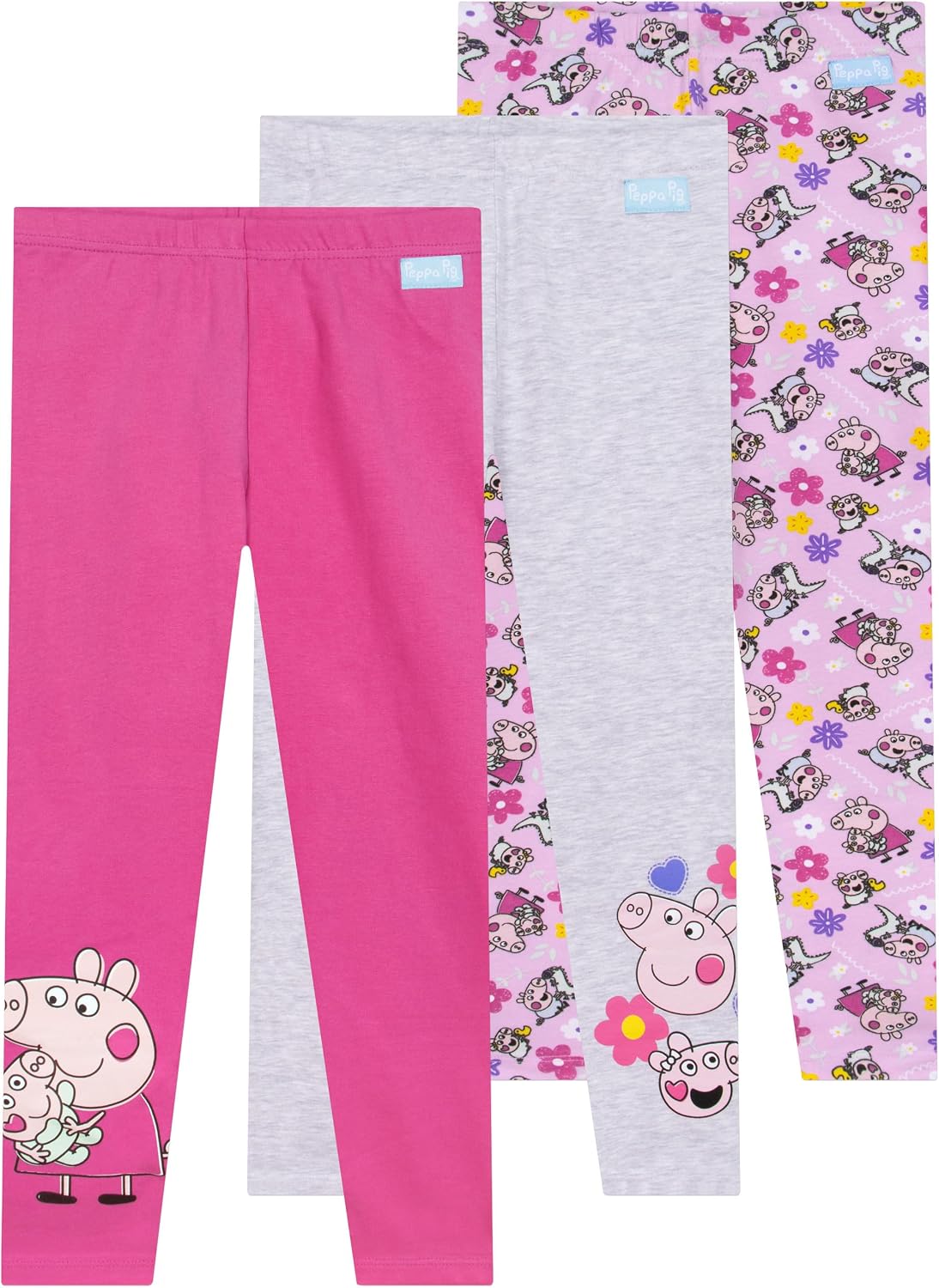 Peppa Pig Girls Leggings 3-Pack, Peppa and Evie Pig Girls Pants