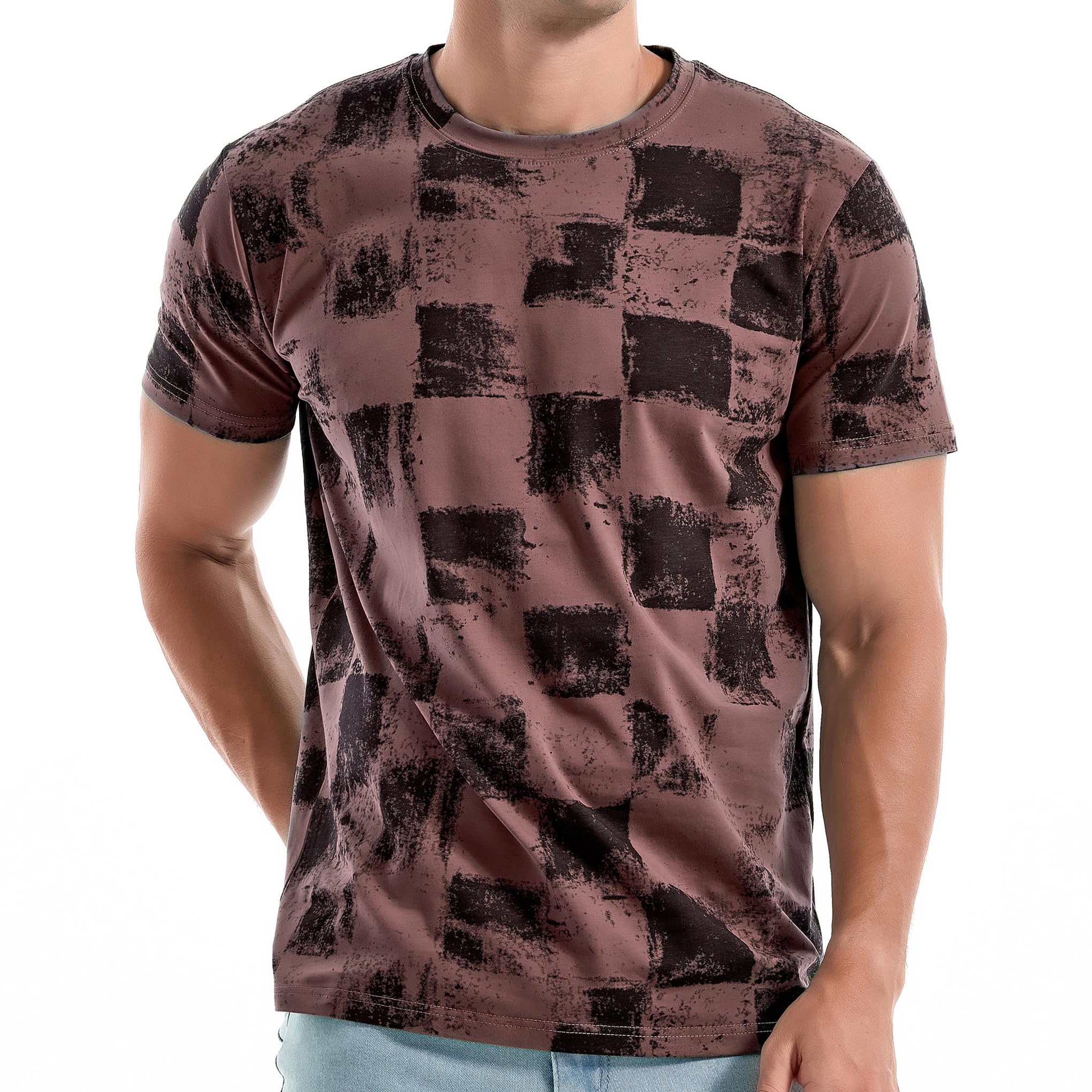 RONOMO Herren T-Shirt 95% Baumwolle 5% Spandex, Mikroelastik, Hautfreundlich