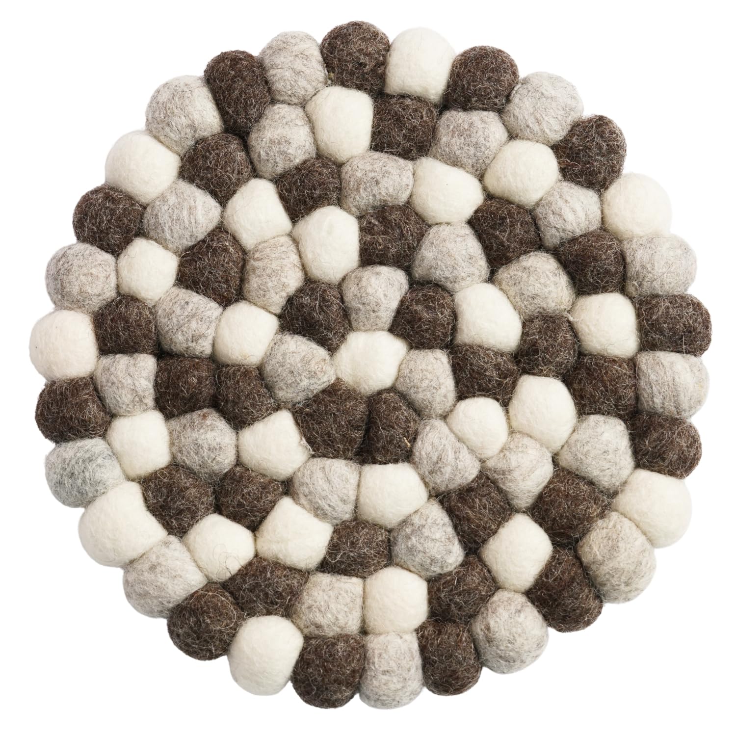 Phantomon Handmade Wool Felt Trivet, 20CM Round Felt Ball Hot Pad, Heat Resistant Pot Holder for Kitchen Dining Table, Handmade Mat