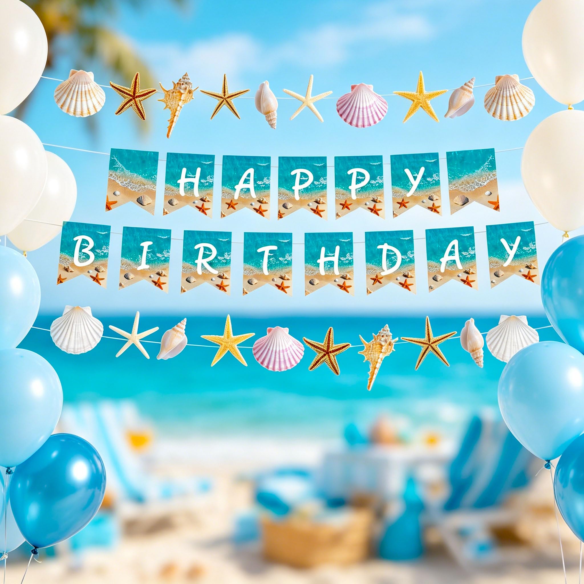 Beach Shell Birthday Decorations Shell Birthday Backdrop Coastal Seaside Ocean Party Decor Nautical Mermaid Birthday Party Supply