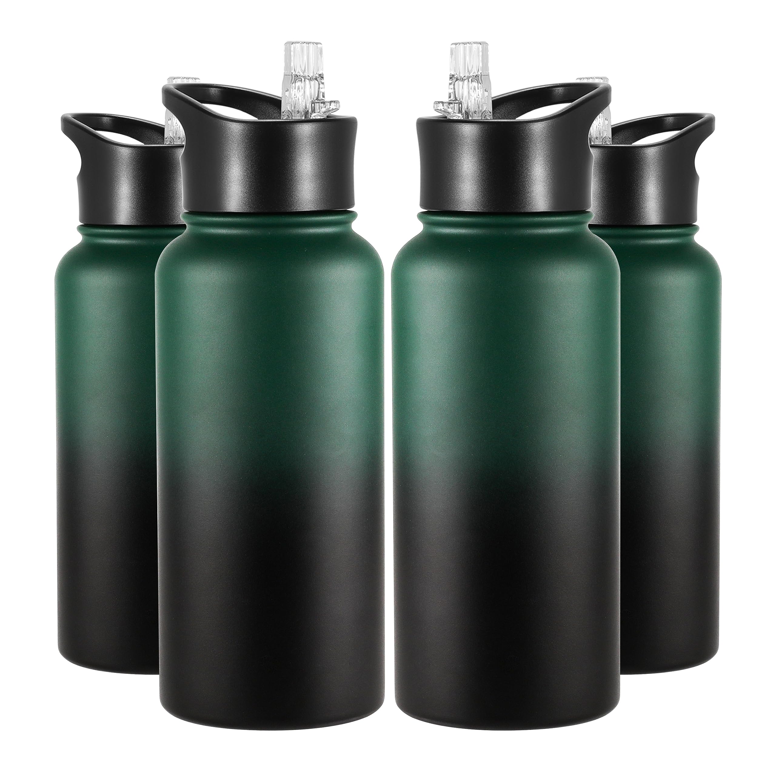 VEGOND 32 oz Insulated Water Bottle Bulk Stainless Steel Metal Water Bottles with Leak Proof Straw Lid & Spout Lid, Wide Mouth Double Walled Vacuum