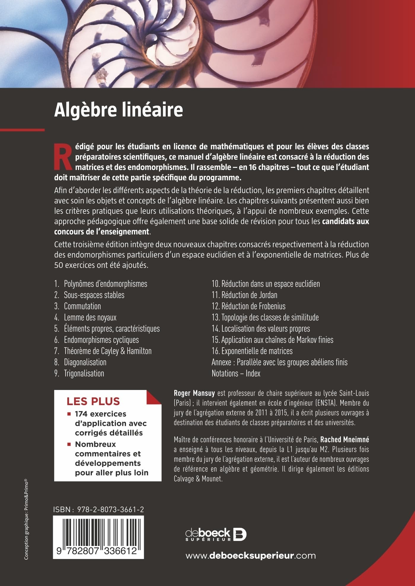 Algèbre linéaire. Réduction des endomorphismes: Cours et exercices corrigés - Licence • Prépas • Capes • Agrégation