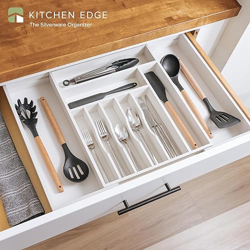 Miniatura 2 de KitchenEdge Organizador de cubiertos, cubiertos y utensilios de alta calidad para cajones de cocina, expandible de 15 a 25 pulgadas de ancho, 10