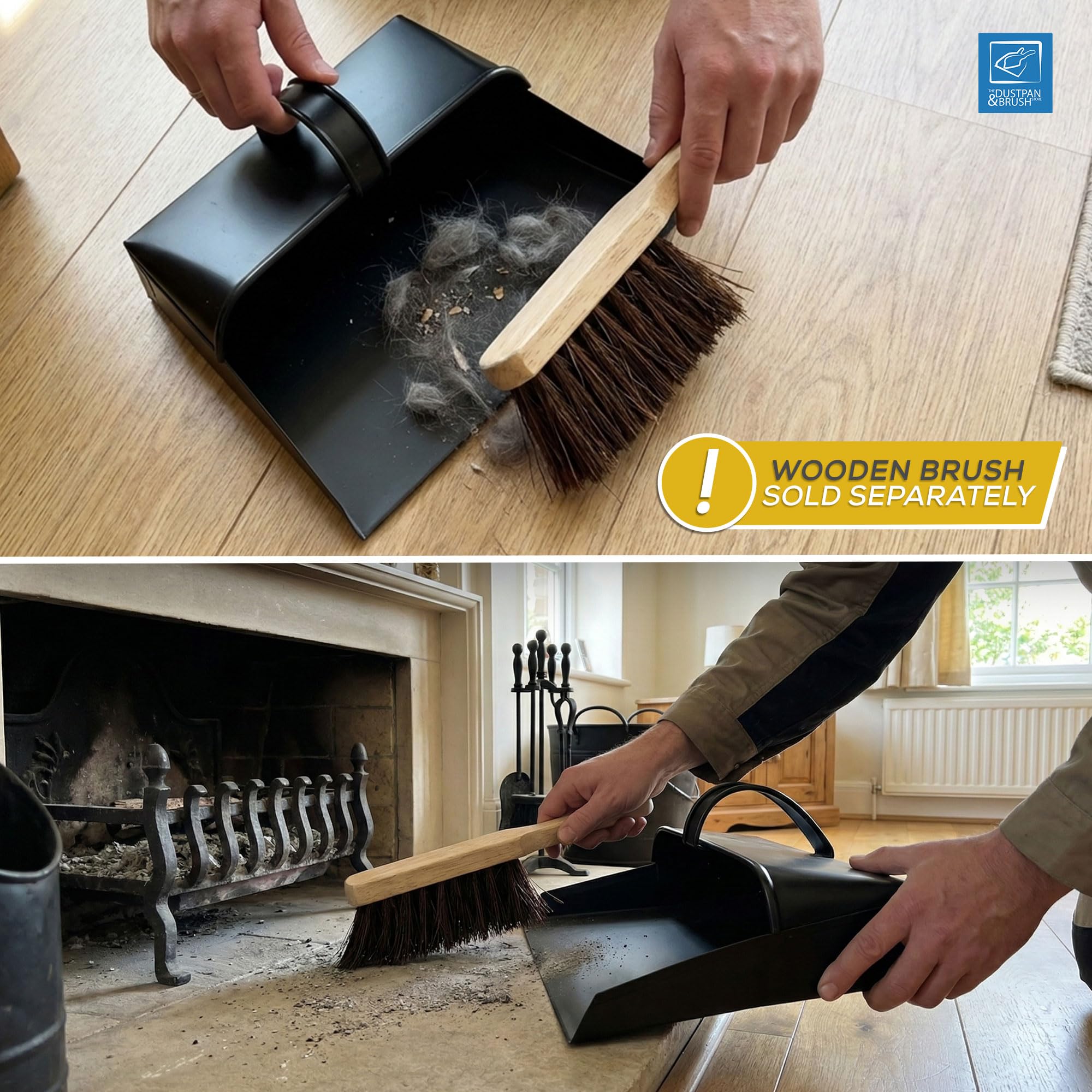 Traditionelles großes Metall-Kehrblech mit Haube und Griff - Handschaufel eignet Sich für Heißabfälle - 12 Zoll / 310mm breit von The Dustpan und Brush Store