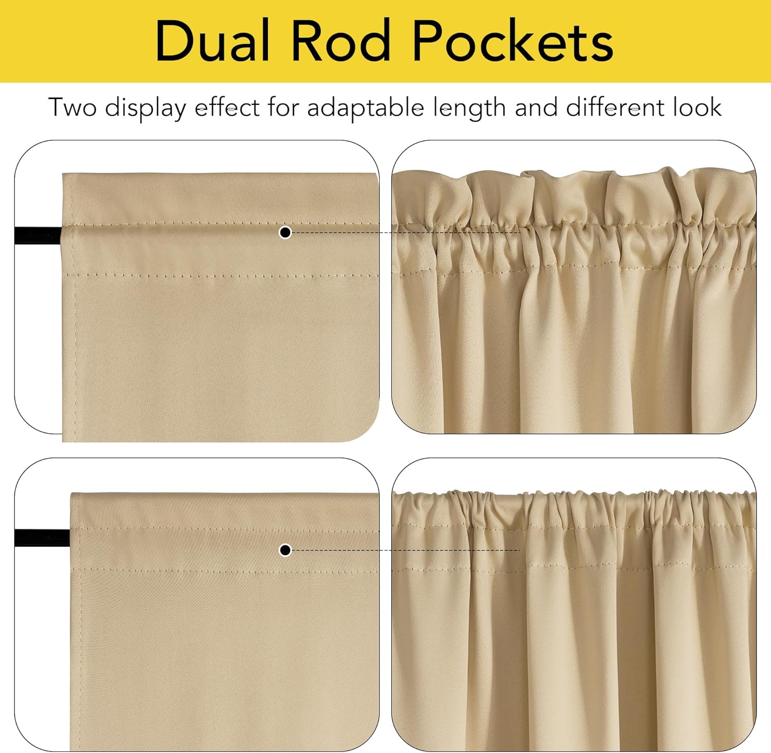 NICETOWN 100% Blackout French Door Curtain, Privacy Door Curtains for Window, 25 X 72 Inch Long Room Darkening Blinds, Thermal Insulated Window Shades for Bedroom, 1 Panel, Biscotti Beige
