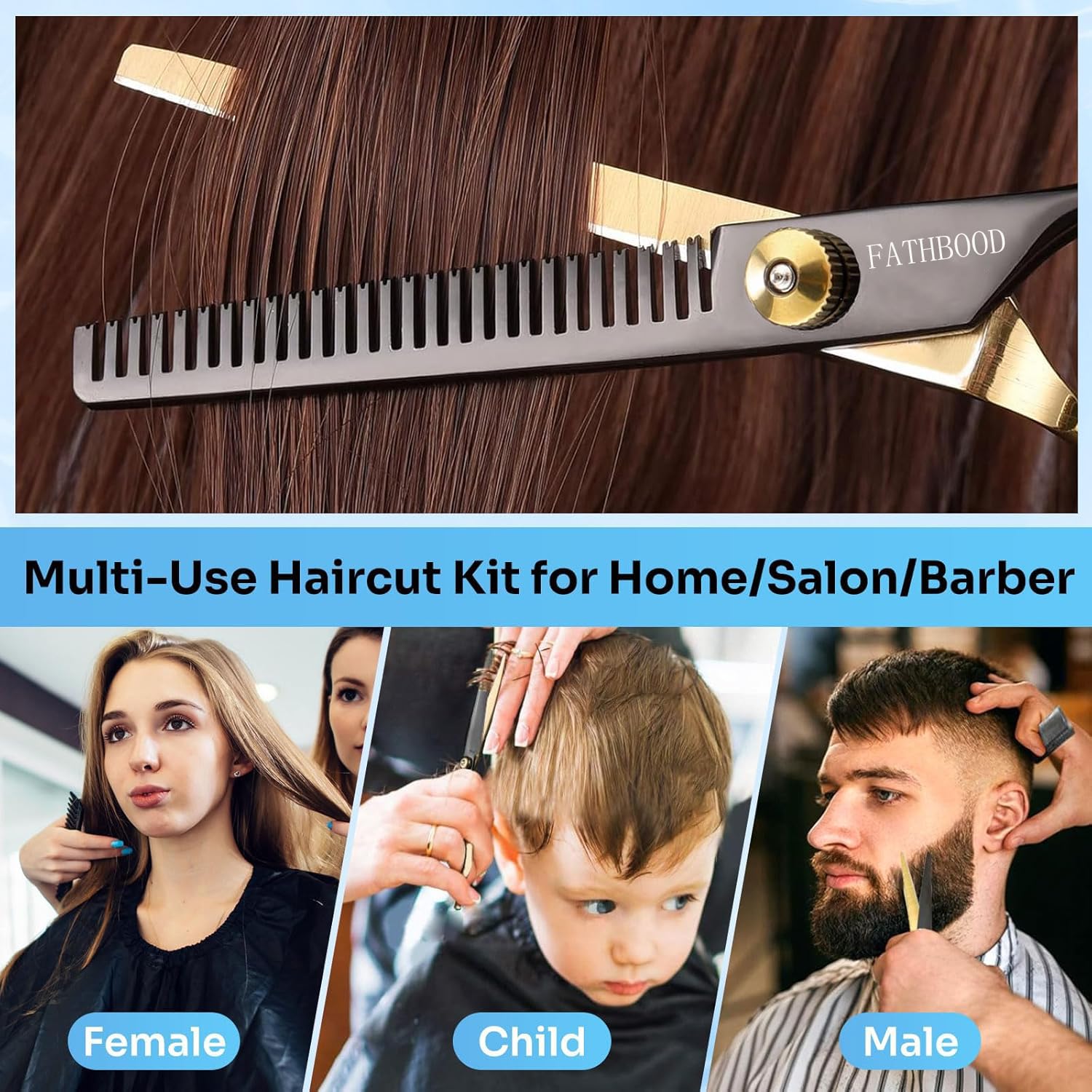 Set di forbici per capelli, 15 pezzi, forbici da parrucchiere, forbici professionali da 6,7 pollici, di alta qualità, 440 C, per donne, uomini, bambini, famiglia, parrucchiere