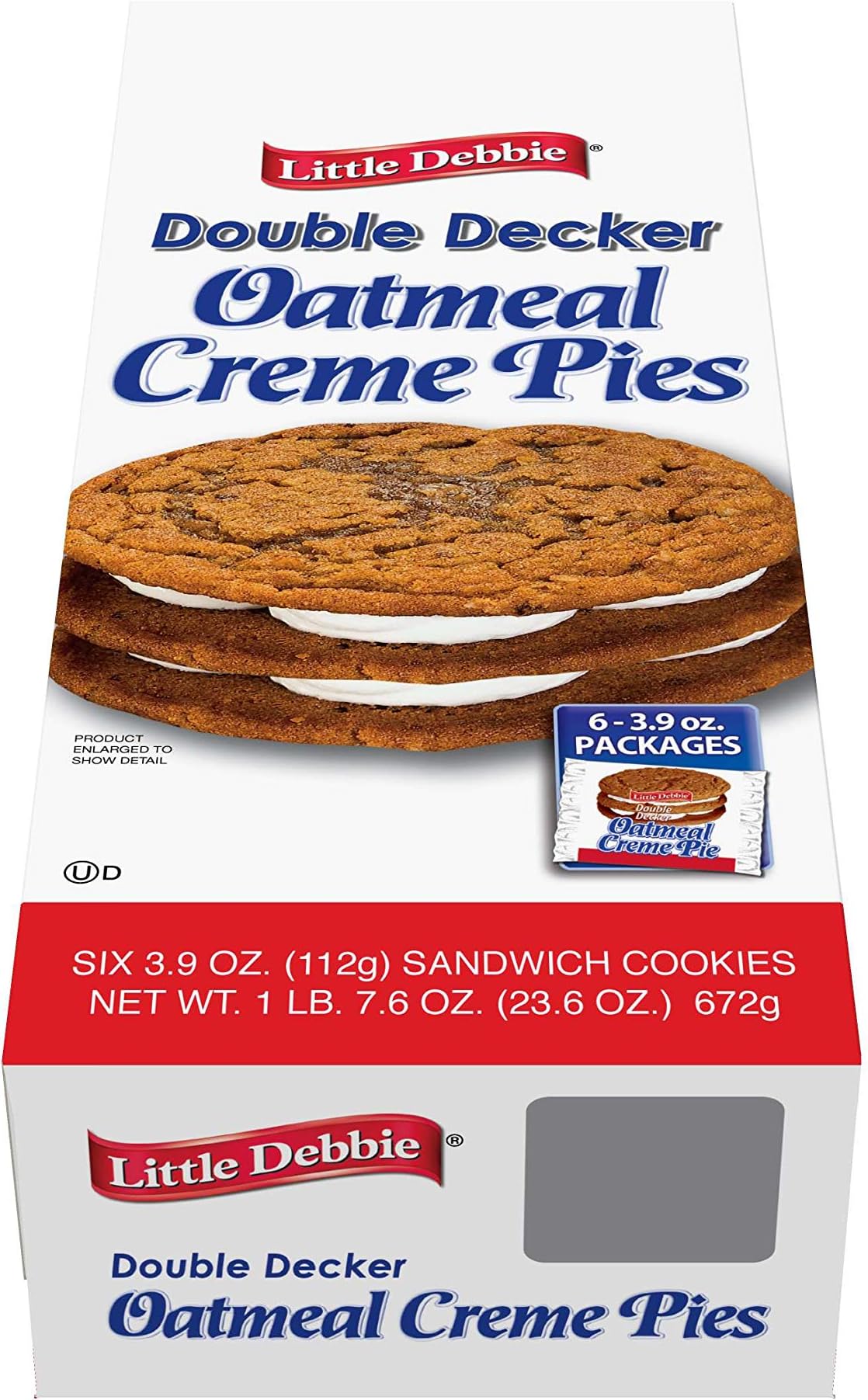 Little Debbie Oatmeal Double Decker Rounds, Indiv. Wrapped, 3.9 oz, 6 Pack