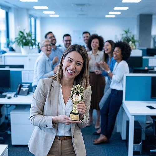 Miniatura 5 de Trofeo personalizado con imagen y placa grabada – Premio personalizado de 9 pulgadas con logotipo o diseños de stock cargables para deportes,