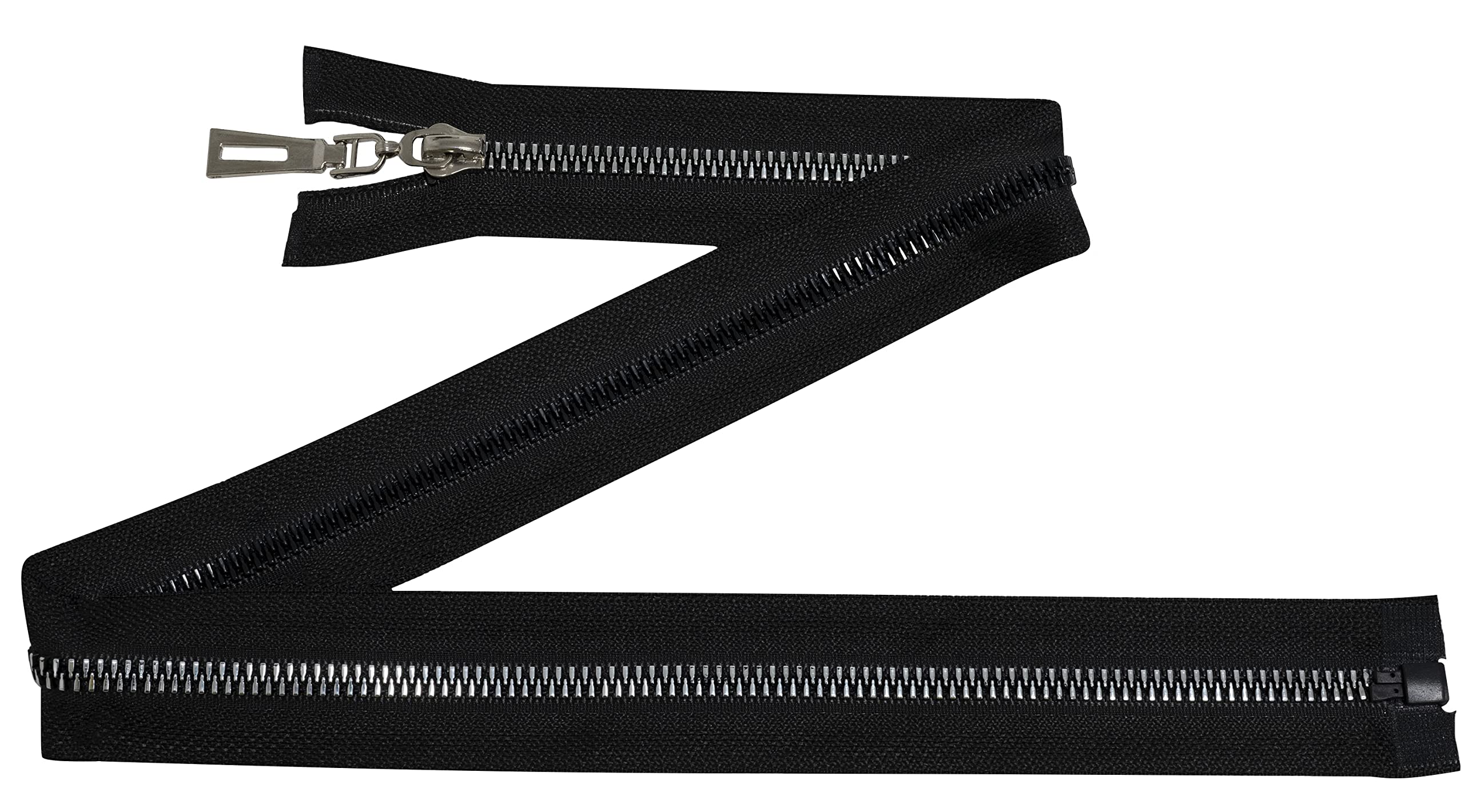 Cerniera Lampo Separabile N°8 - 65cm Nero/Argento - Per Abbigliamento, Borse, Cuscini - Cursore In Metallo - Foto 8