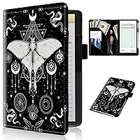 Vista 20 de Libros para camarera con bolsillo con cremallera, diseño floral de hongos, luna, serpiente, libro de camarera de cuero, organizador de dinero