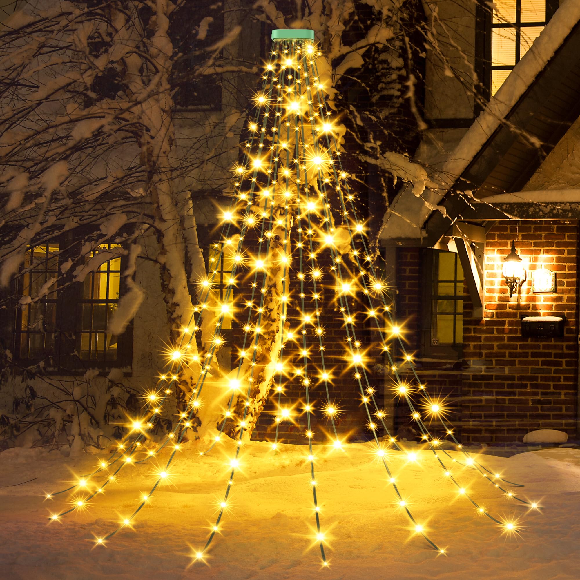 GYLEFY luci Albero di Natale, 2M*16 Rami Catene Luminose 400LED, Anelli Ghirlande Impermeabile per Esterno Interno -Bianco Caldo