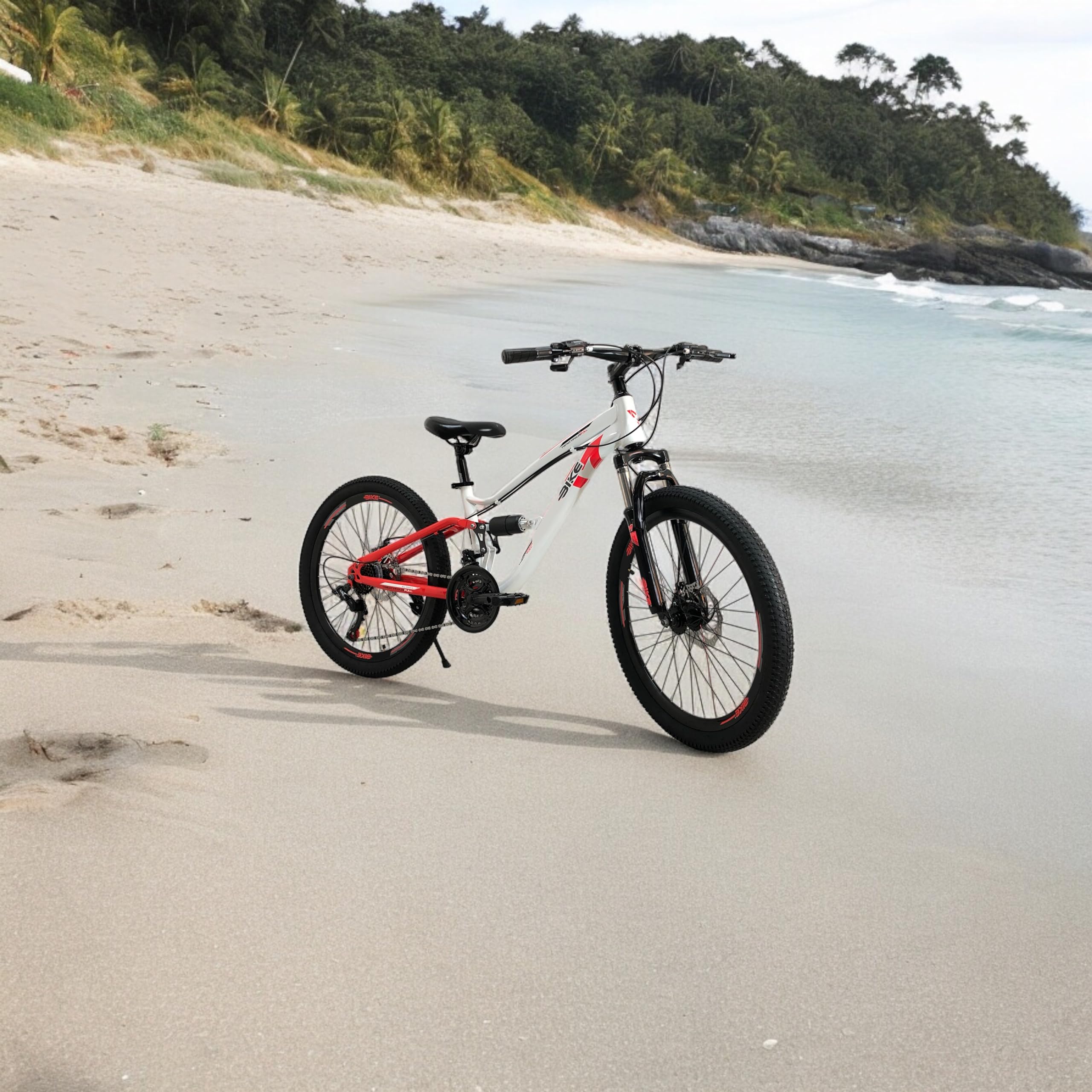 IBK Bicicletta Bici MTB 24'' Pollici Mountain Bike BIAMMORTIZZATA Ragazzo Cambio 21 Velocità Freni a Disco