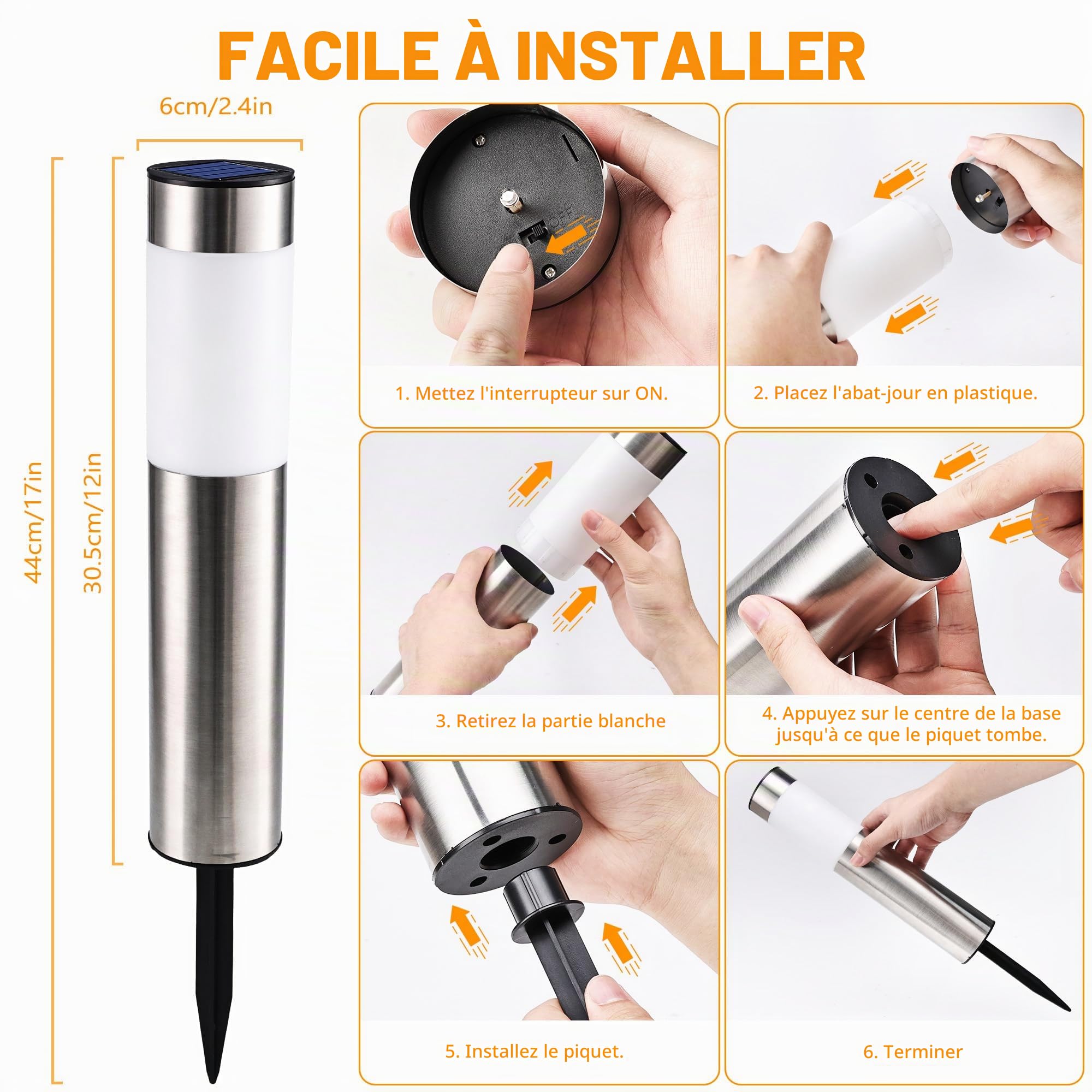 Joomer Lampe Solaire Exterieur Jardin Circulaire 4 Pièces Blanc Chaud