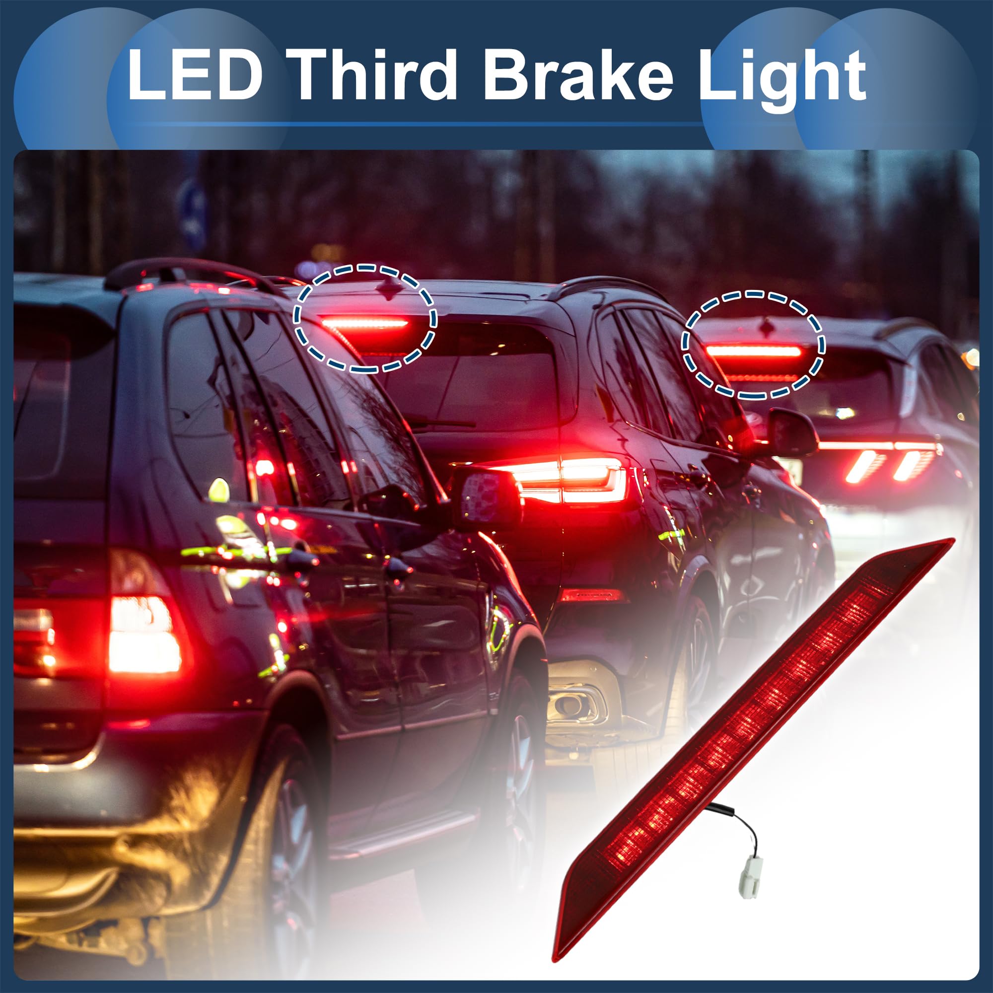 Feu Stop LED Pour Nissan X-Trail T31 08-13 1Pc | Boîtier Rouge, Lumière Rouge, Matériau ABS, Tension 12V, Broches 2, IP67, 40.5x4.5cm, OE 26590JG00F, LED Puce Complète