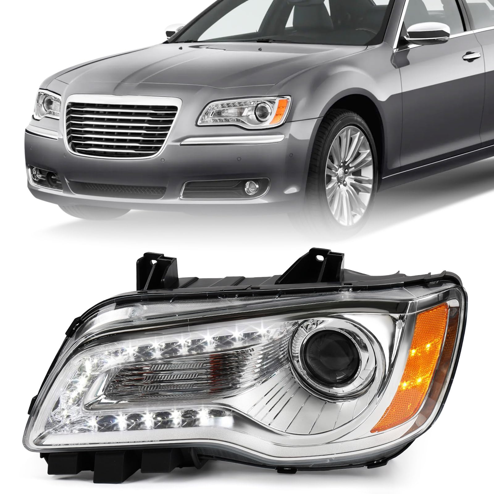 新品★2011-2014年式 クライスラー300 ヘッドランプ ペア USヘッドライト [Lスタイルネオンチューブ] 2011-2014クライスラー300