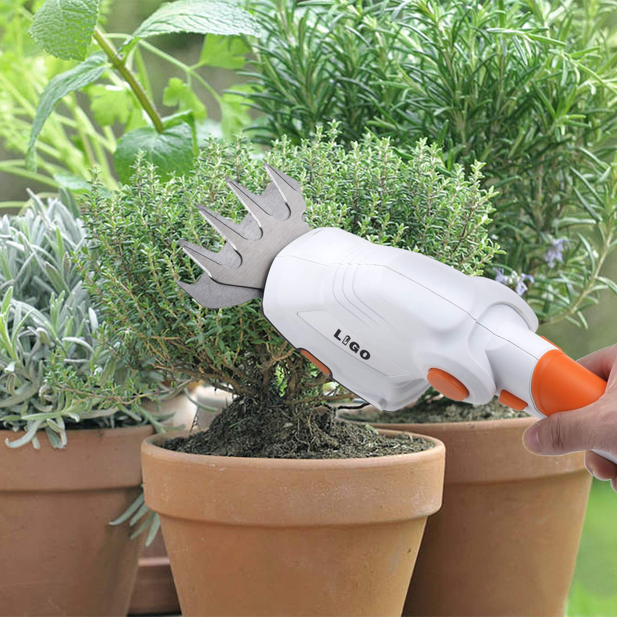 LIGO Akku Grasschere und gartenschere elektrisch für Garten, Li-ion 7.2V(1.5Ah) mit 2 STK Klinge, Schnittbreite 90mm, rasenmäher Elektro mit Einfacher Klingenwechsel, Leichtgewichtiger (Grasschere)