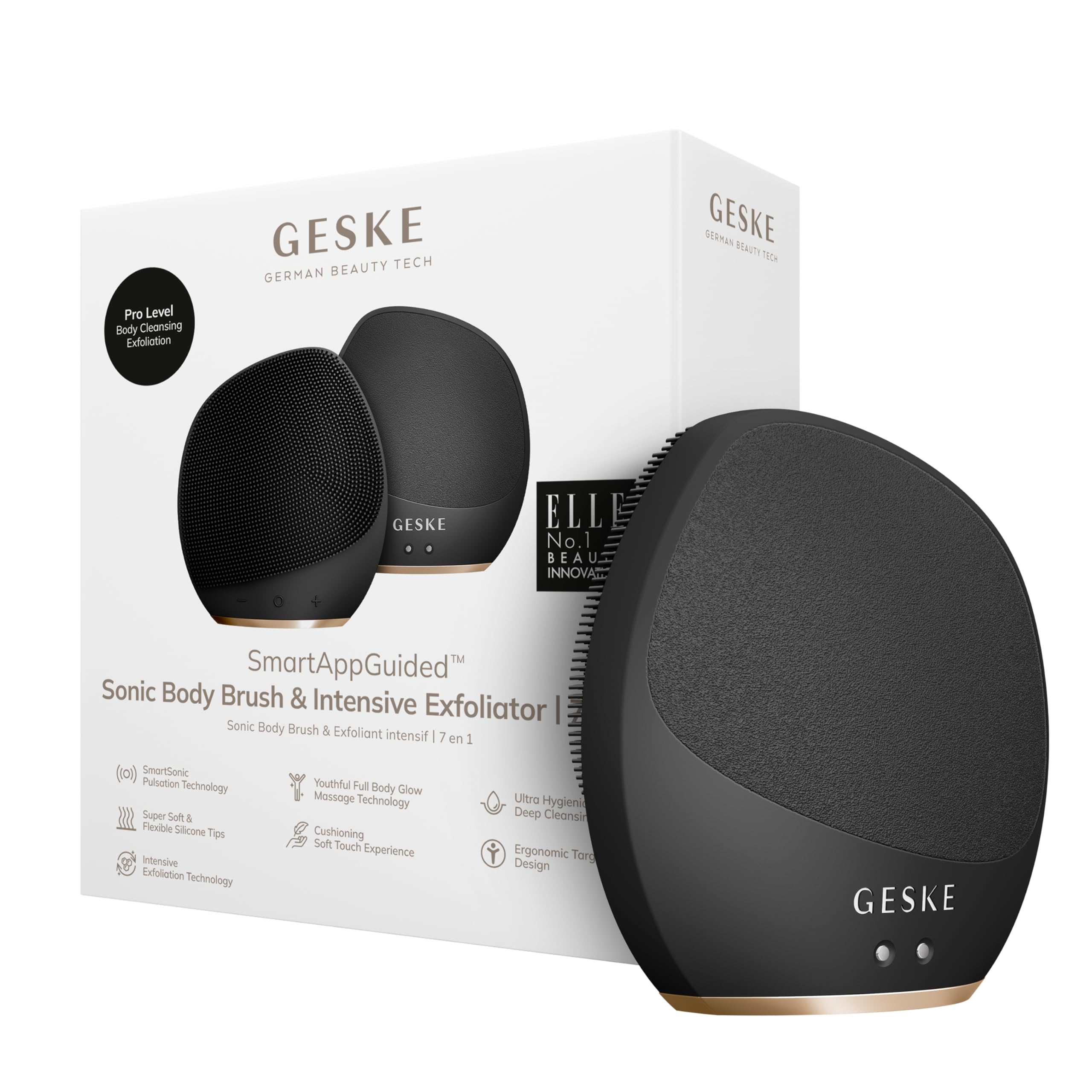 GESKE Sonic Body Brush & Intensive Exfoliator, Gray