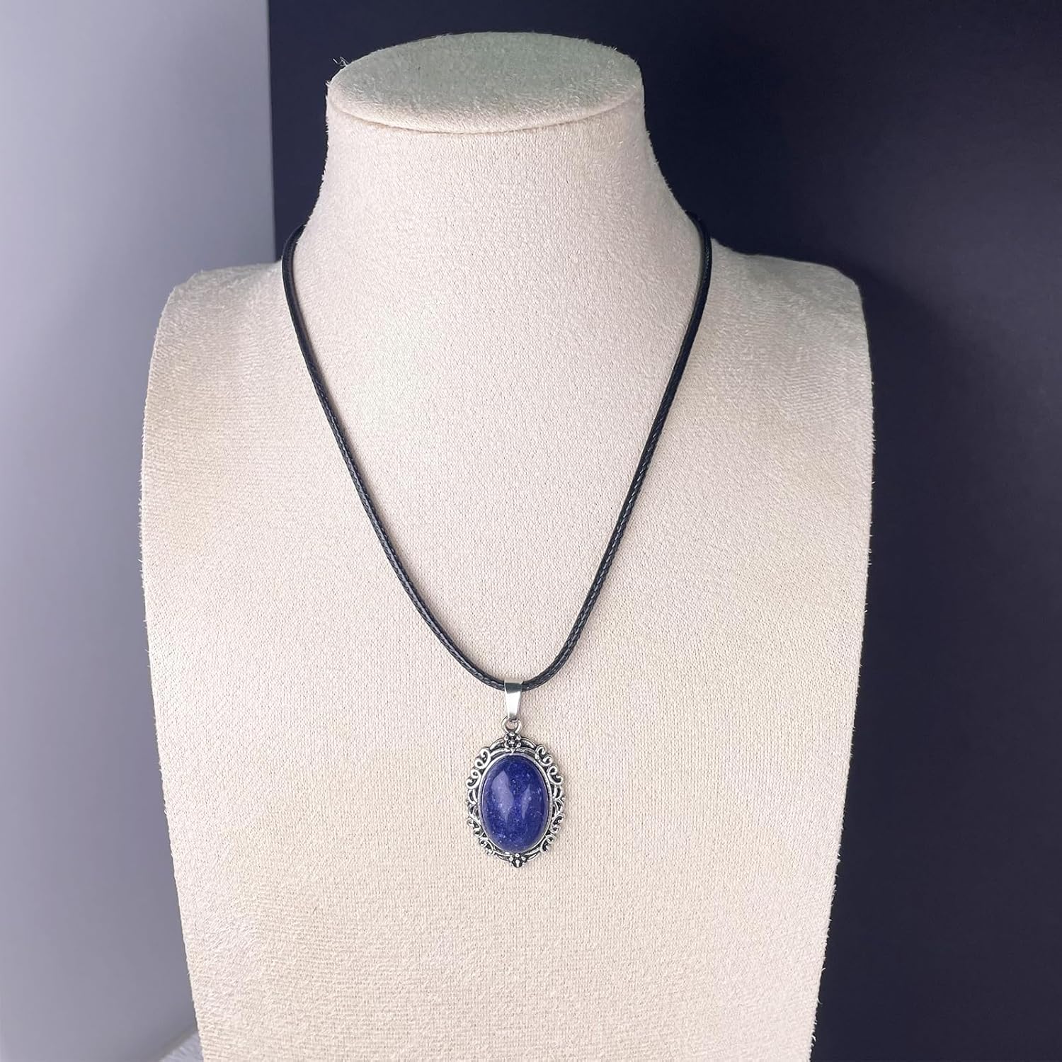 Natural Stone Pendant Black Rope Teardrop/Oval/Cross/Chakra Gemstone Necklace Jewelry Christmas Gift for Women - Image 5