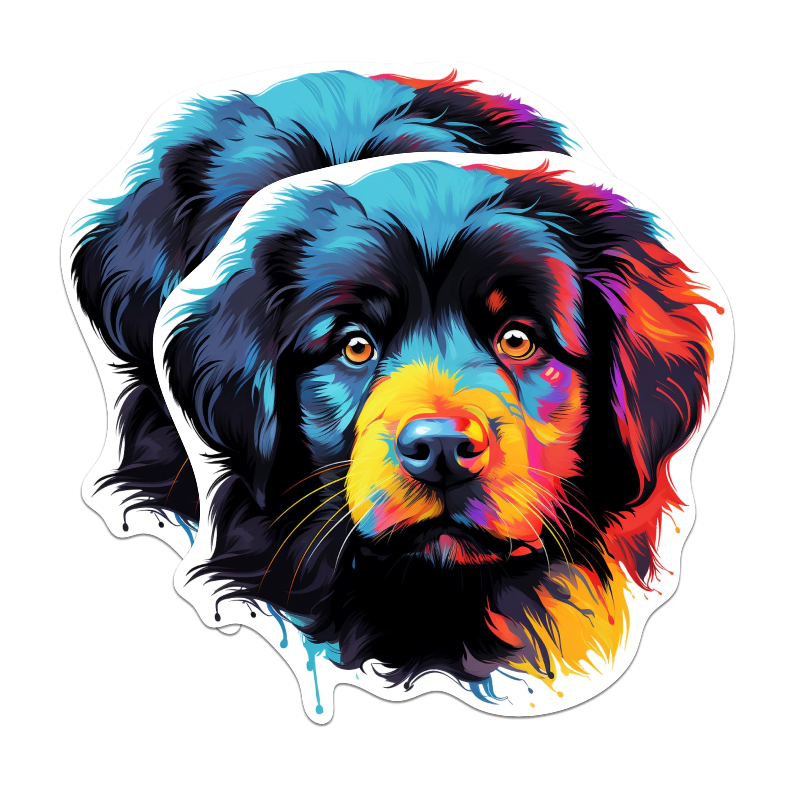 (2 Pack) Newfoundland Dog Breed Stickers - 5 Inches On Longest Side - Choose from Over 100 Dog Breeds - for Cars, Trucks, Skateboards, Laptops - Made in USA - BMCS1904