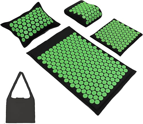 Acupressure Mat and Pillow Set with Carrying Bag - Acupuncture Mat for Neck & Back Pain Relief - Foot Manual Massager - Naturally Relaxation Gift -