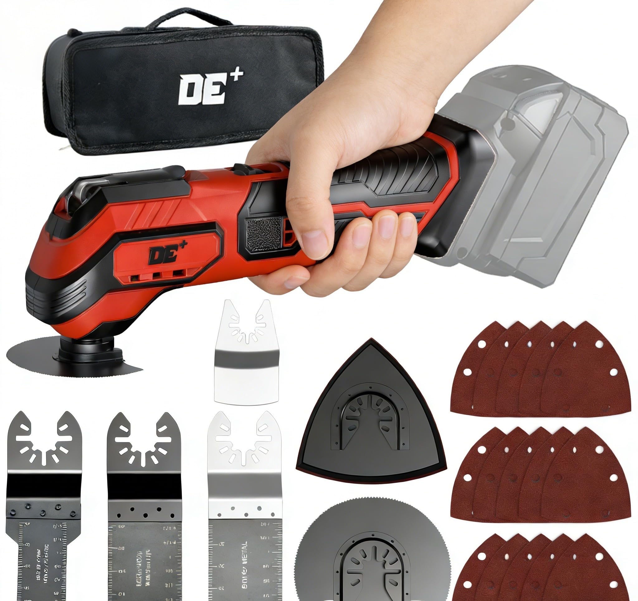 DeForce Kit multiherramienta oscilante para batería Milwaukee Max para raspar, lijar, cortar madera (sin batería)