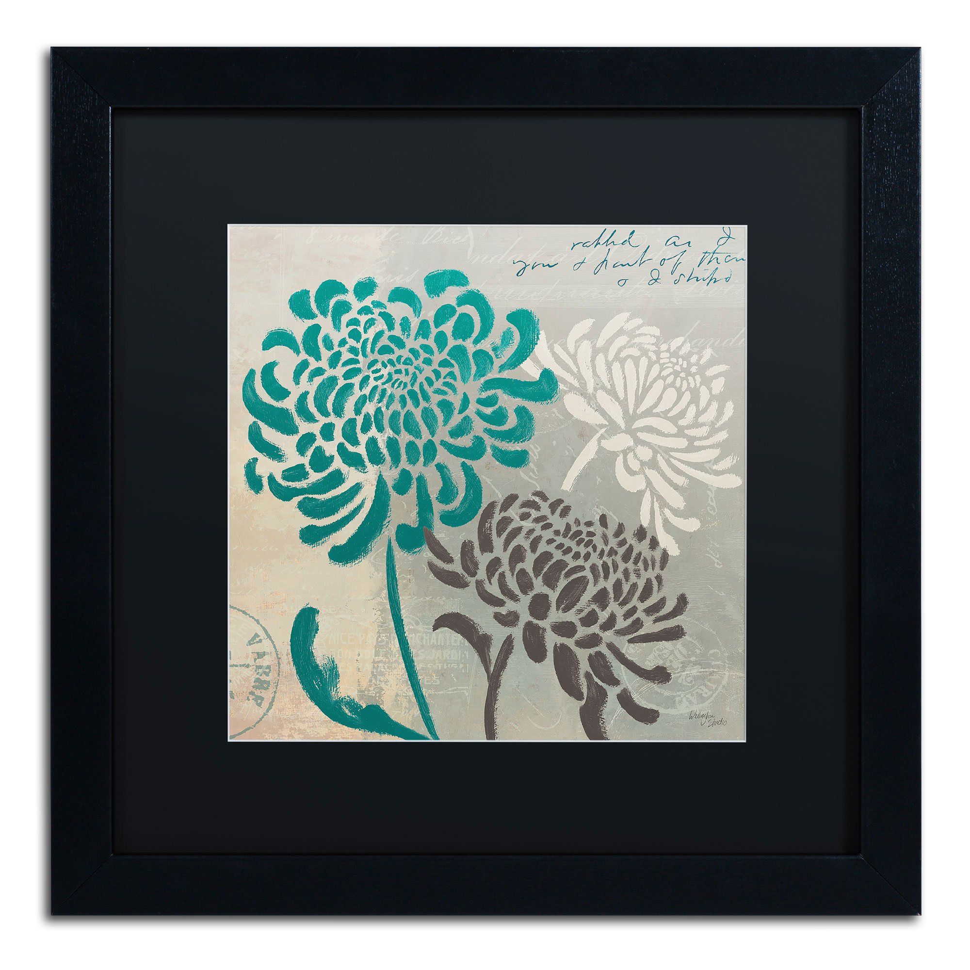 Trademark Fine Art Chrysanthemums I Framed by Wellington Studio, 16 by 16-Inch, Black Matte