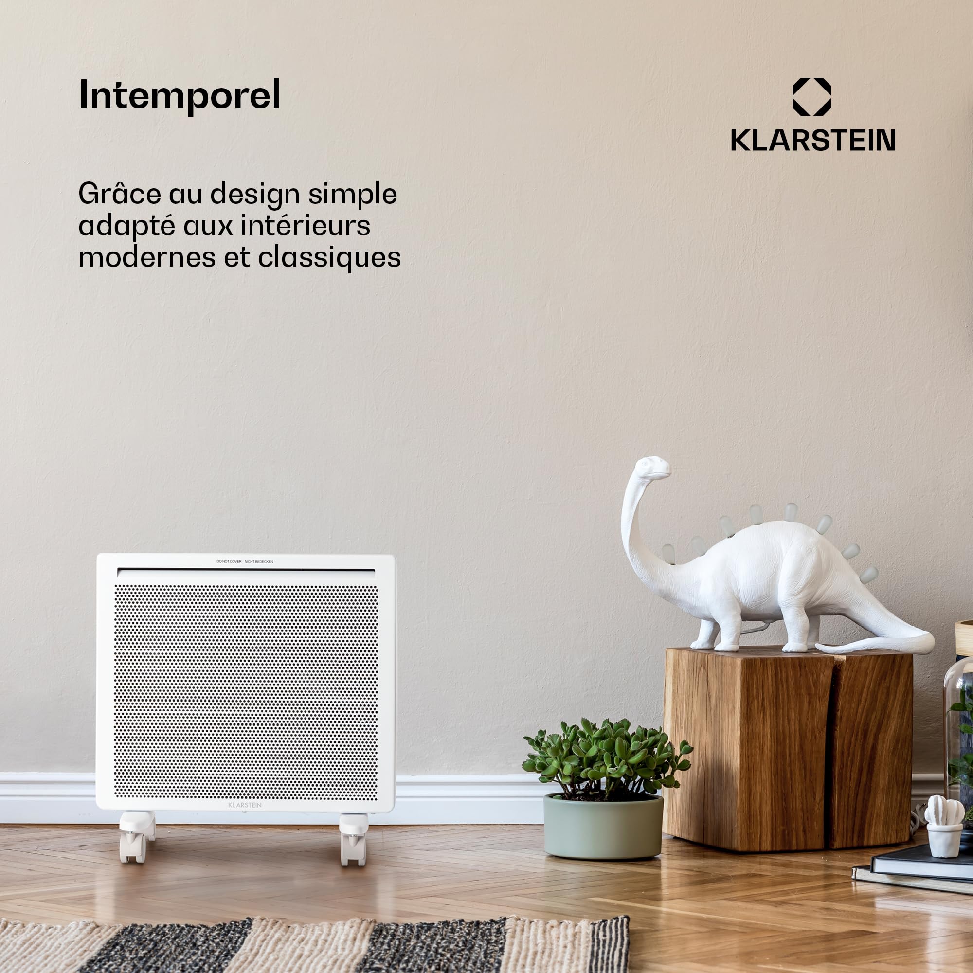 KLARSTEIN Hot Spot Slimcurve Double radiateur 2 en 1 - convection et infrarouge, protection anti surchauffe, minuterie hebdomadaire, pose murale ou sur pied, 2 pieds à roulettes, tôle, 1000 W, blanc